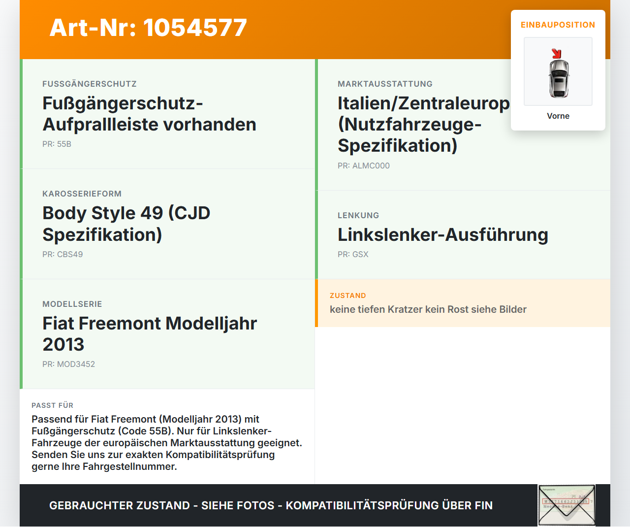 Fiat Freemont 11-16 Stoßstangenträger Stoßfängerträger Querträger Vorne Hilfsträger Fiat Freemont 11-16 17.02.2011... Vorschau 3