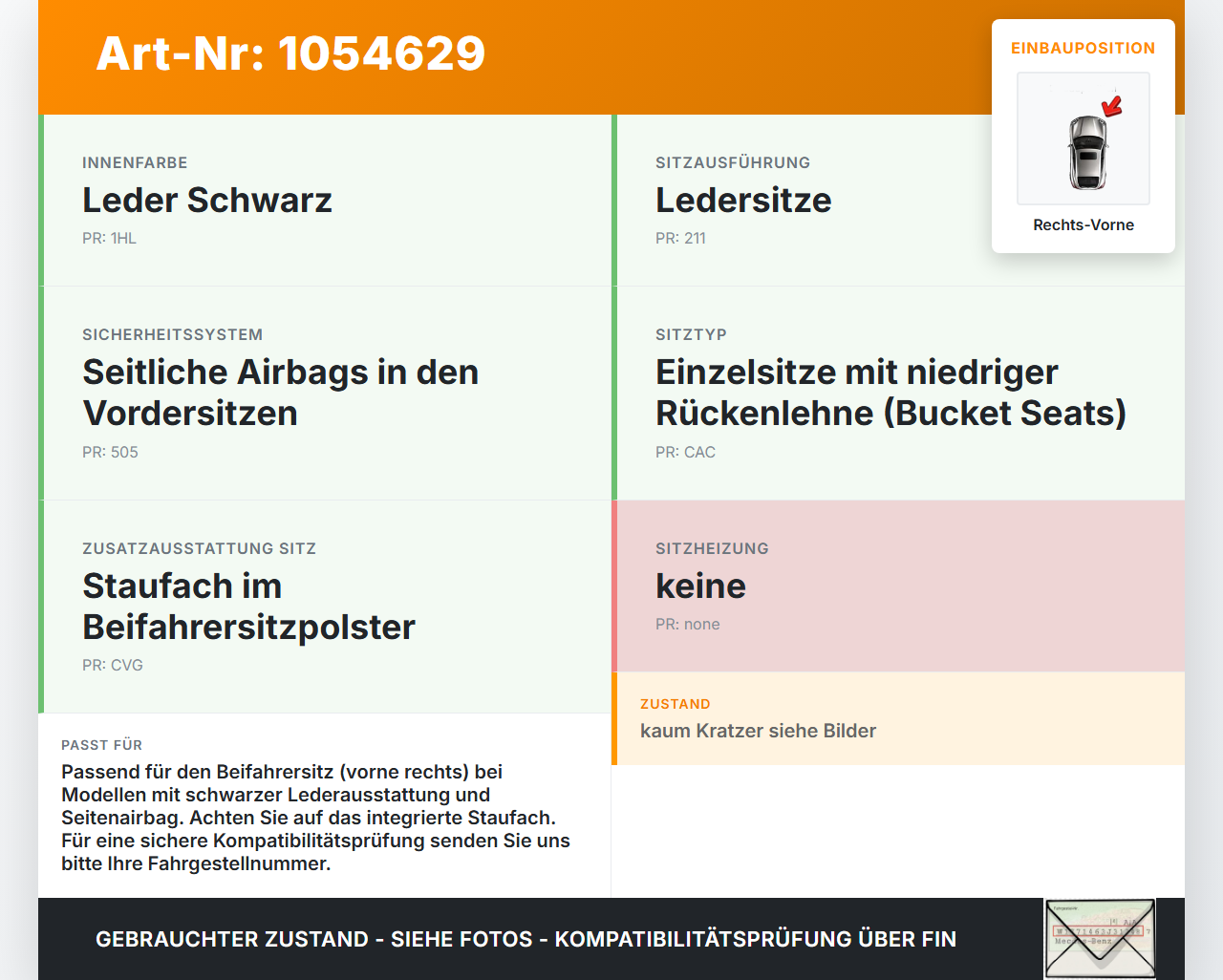 Fiat Freemont 11-16 Sitzbezug Rückenpolster Rechts Vorne für Beifahrer Sitz Fiat Freemont 11-16 17.02.2011 gebraucht Vorschau 3