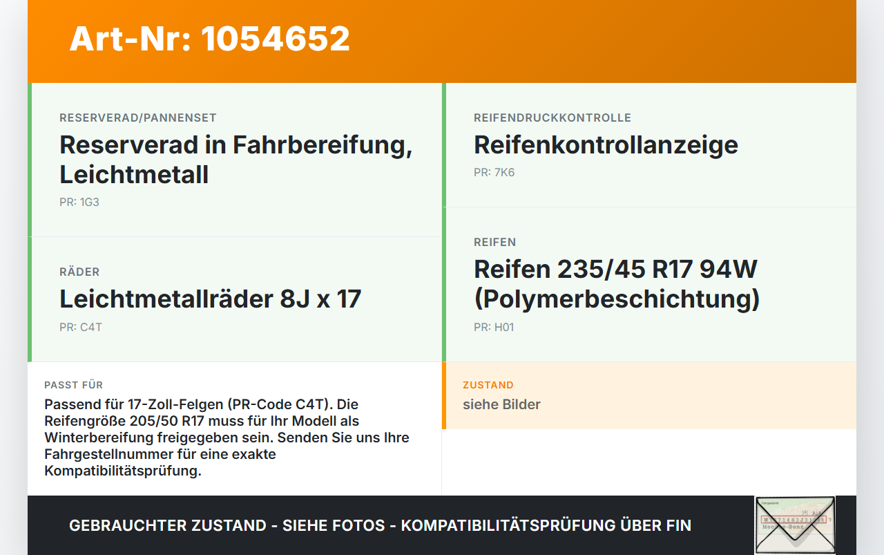 VW Passat CC 358 12-16 4 x Reifen Winterreifen AUSTONE 205/50R17 93 V VW Passat CC 358 12-16 10.04.2013 - gebraucht Vorschau 3
