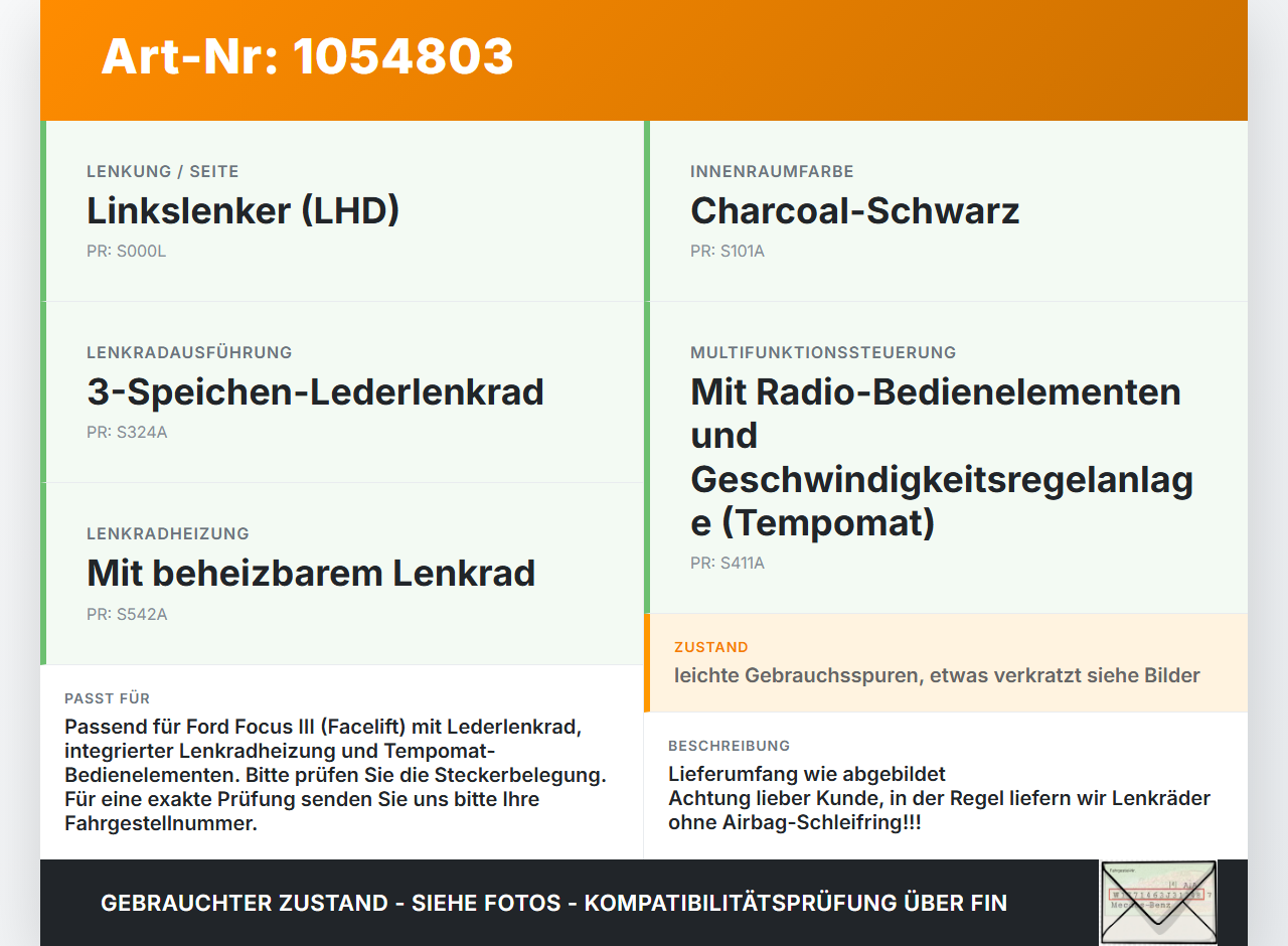 Ford Focus III 3 14-20 Lenkrad ohne Airbag Leder Ford Focus III 3 14-20 05.07.2017 F1EB3600PG3ZHE gebraucht Vorschau 3