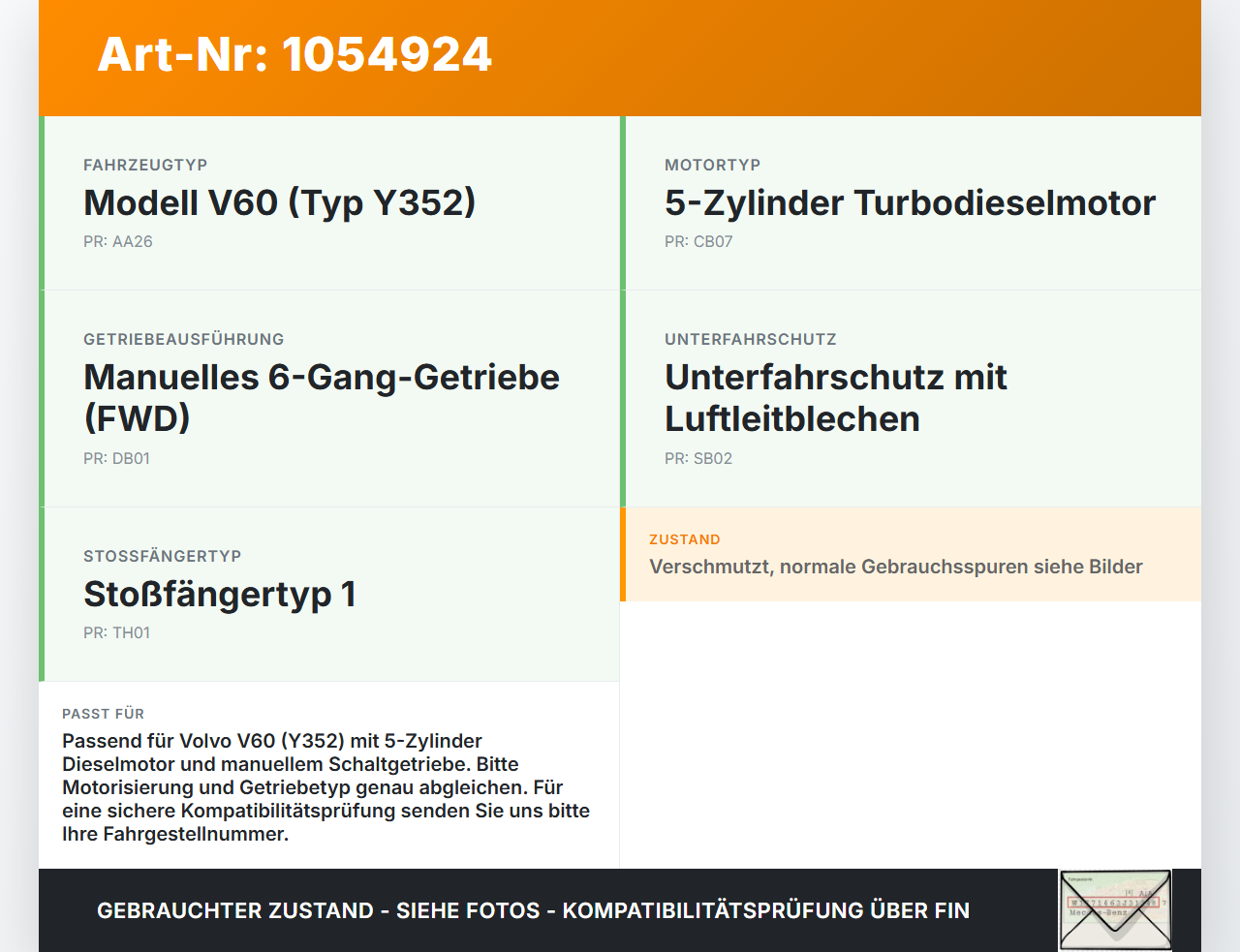 Volvo V60 I 155 10-13 1,6 84KW Unterfahrschutz für Motor Volvo V60 I 155 10-13 29.09.2014 gebraucht Vorschau 3