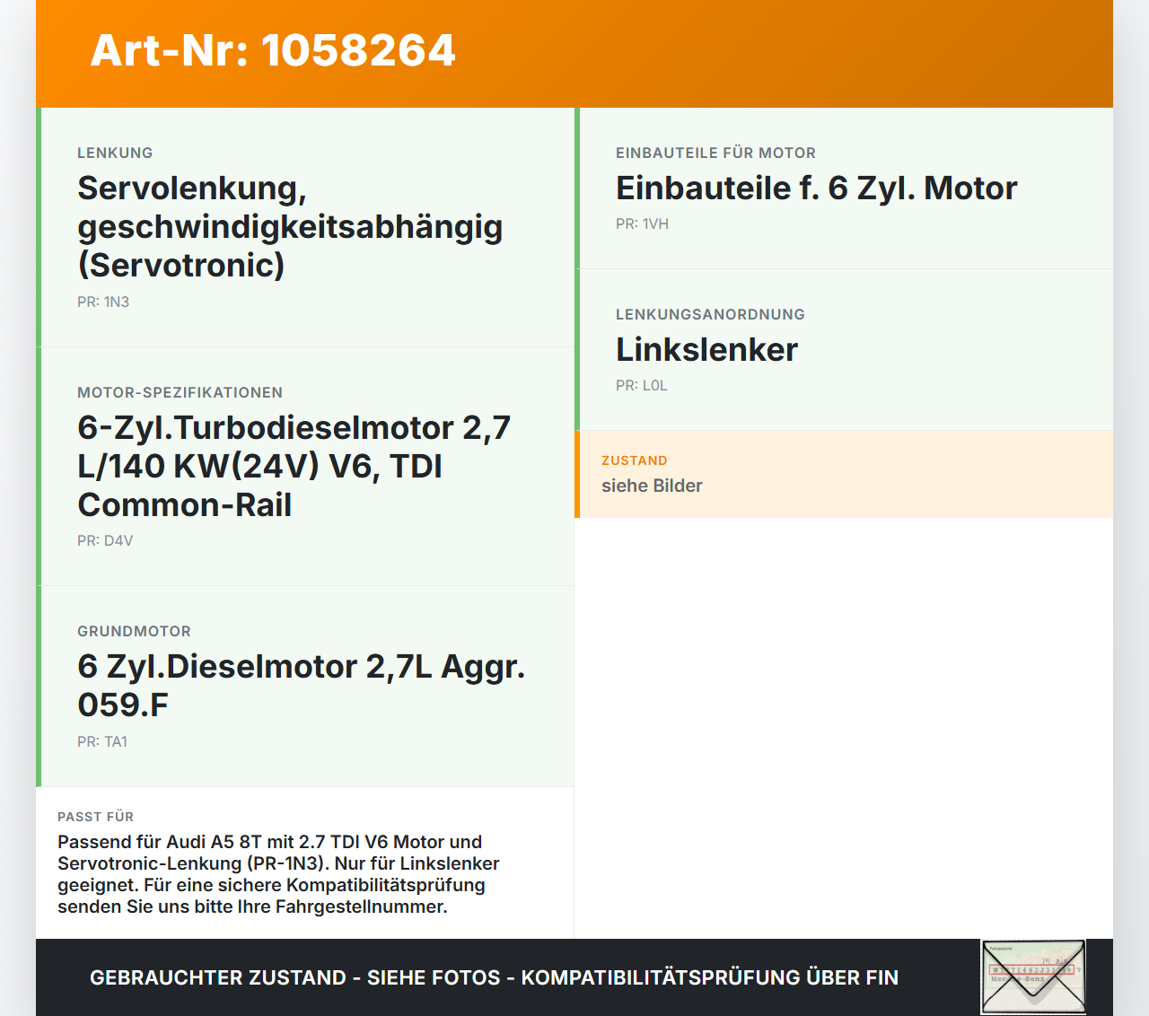 Audi Audi A5 8T 09-11 TDI 2,7 140KW Servopumpe Hydraulikpumpe Lenkung Audi Audi A5 8T 09-11 20.04.2011 8K0145154N... Vorschau 3