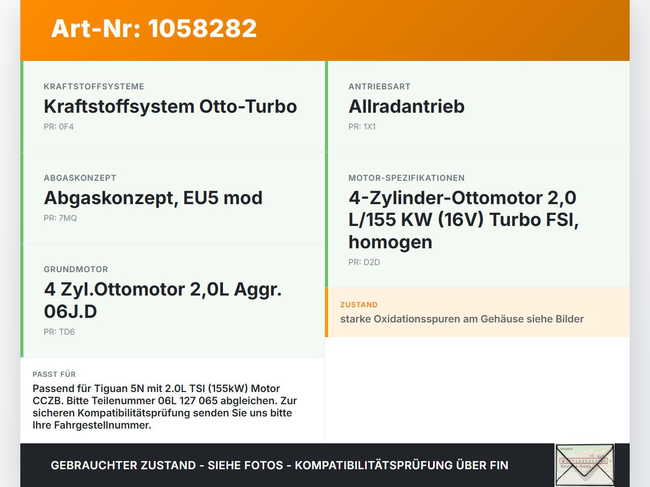VW Tiguan 5N 11-16 2,0 155KW Einspritzpumpe Hochdruckpumpe Benzinpumpe VW Tiguan 5N 11-16 12.12.2012 06J127025J... Vorschau 3