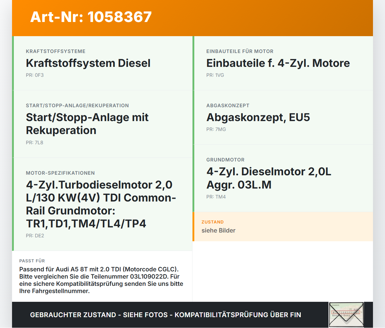 Audi A5 8T Sportback 11-16 TDI 2,0  CGLC Nockenwelle Auslass Audi A5 8T Sportback 11-16 27.11.2012 03L109022D gebraucht Vorschau 3