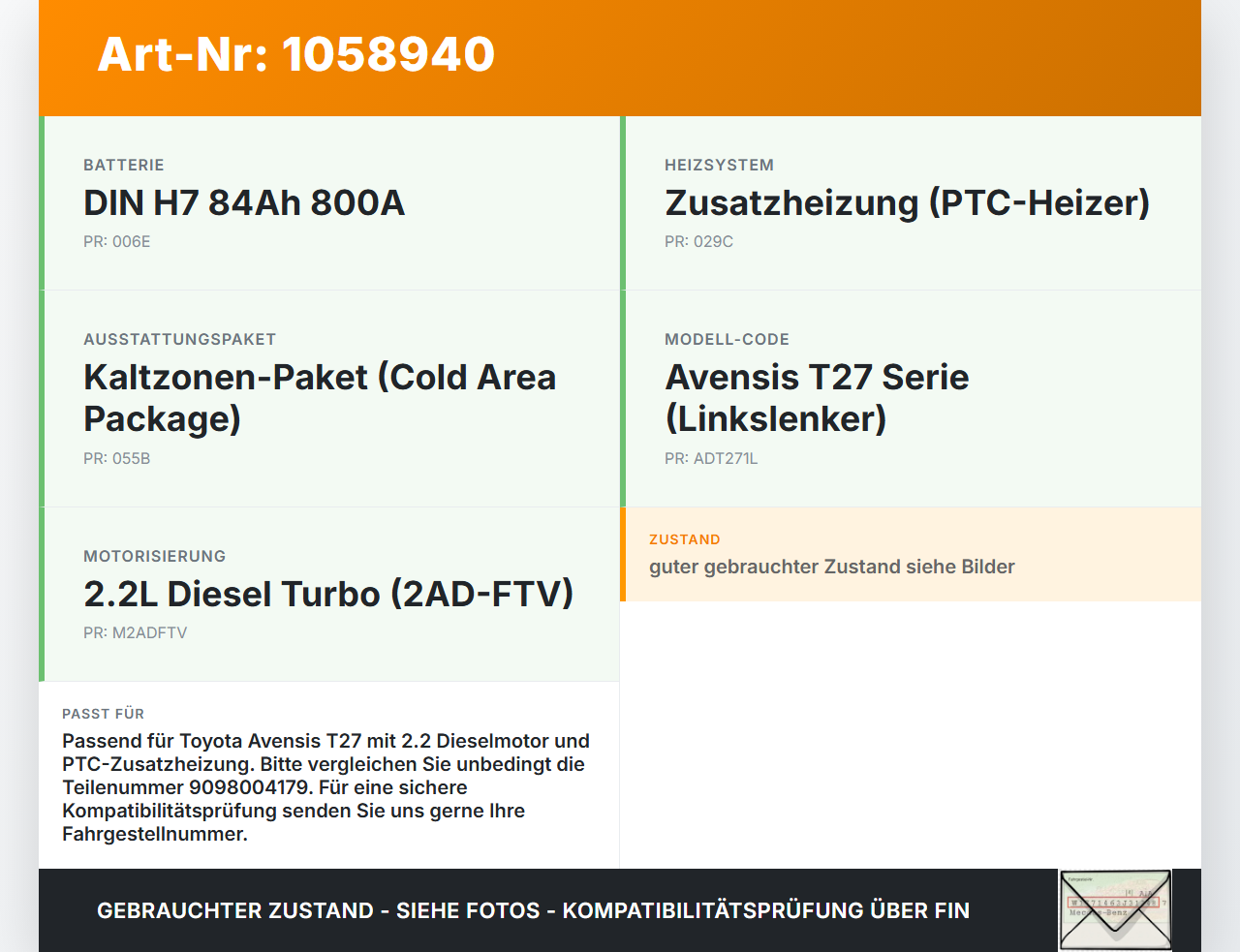 Toyota Avensis T27 08-11 Relais Kondensatorrelais Pos.2 Toyota Avensis T27 08-11 07.09.2011 9098004179 90980-04179... Vorschau 3