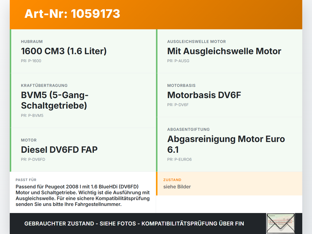 Peugeot 2008 I 13-19 HDI 1,6 73KW DV6FD Kurbelwelle Peugeot 2008 I 13-19 01.12.2016 9812905680 gebraucht Vorschau 3