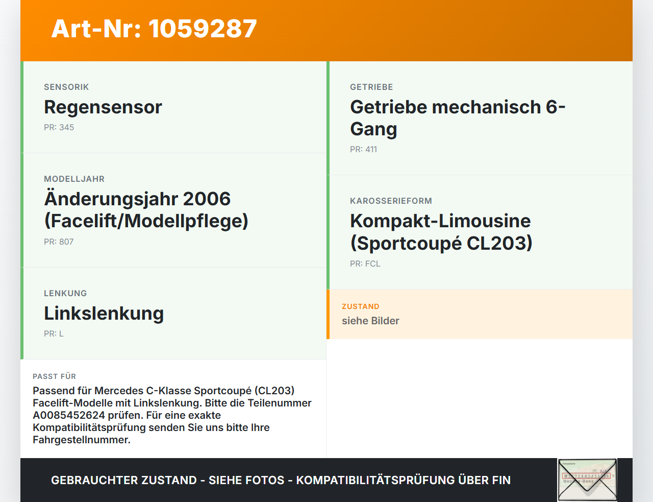 Mercedes CL203 C220 04-08 Lenkstockschalter Tempomat Bedienung Mercedes CL203 C220 04-08 04.07.2006 A0085452624... Vorschau 3
