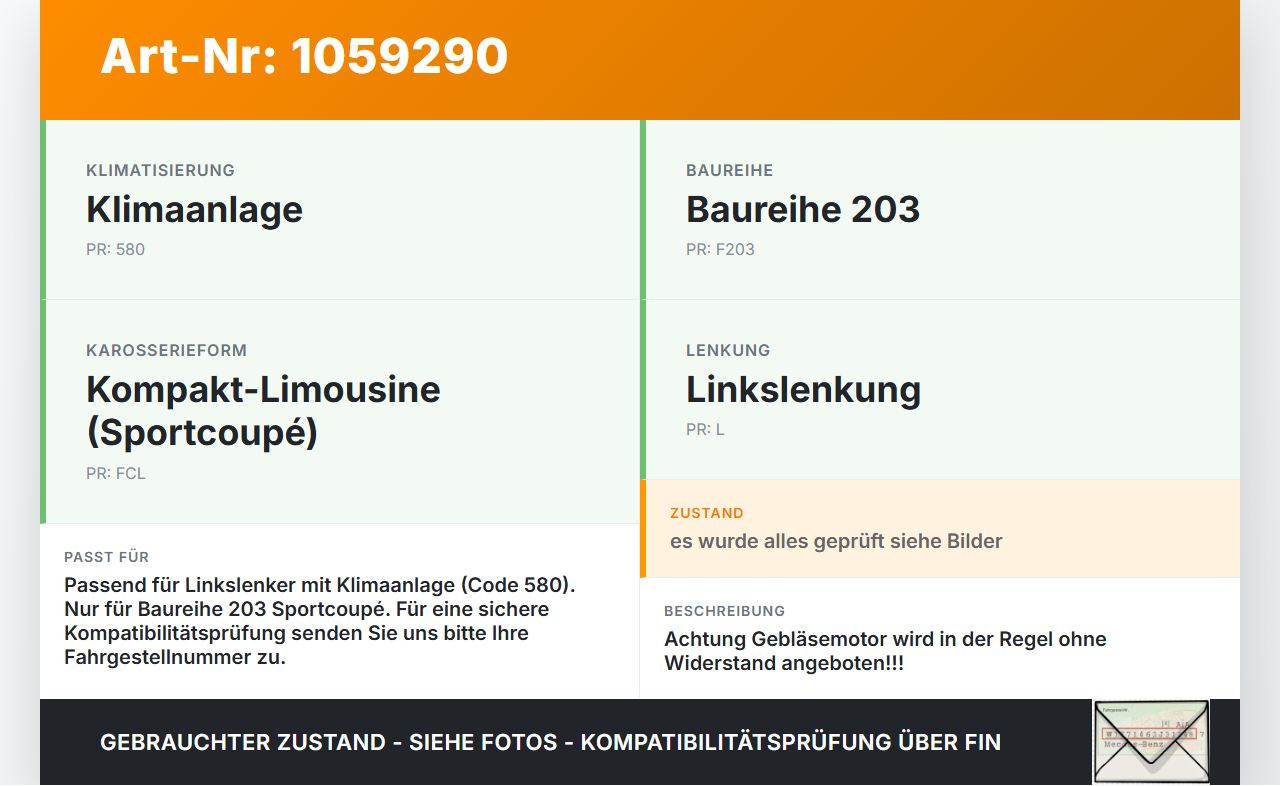 Mercedes CL203 C220 04-08 Gebläsemotor Lüftermotor Heizungsgebläse Mercedes CL203 C220 04-08 04.07.2006 A2038202514... Vorschau 3