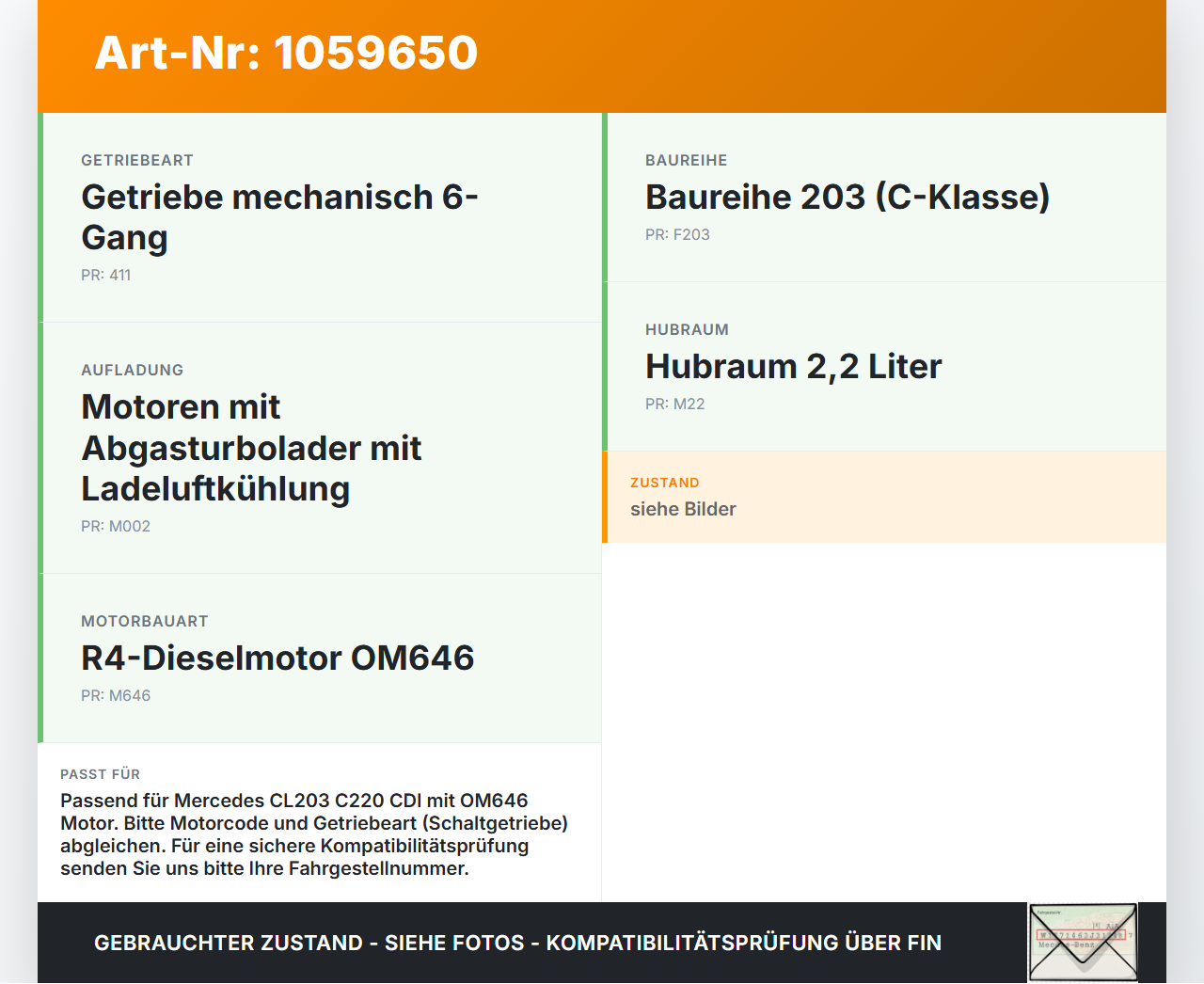 Mercedes CL203 C220 04-08 CDI 2,1 110KW Ölkühler Motoröl Mercedes CL203 C220 04-08 04.07.2006 A6461880301 H1148000... Vorschau 3