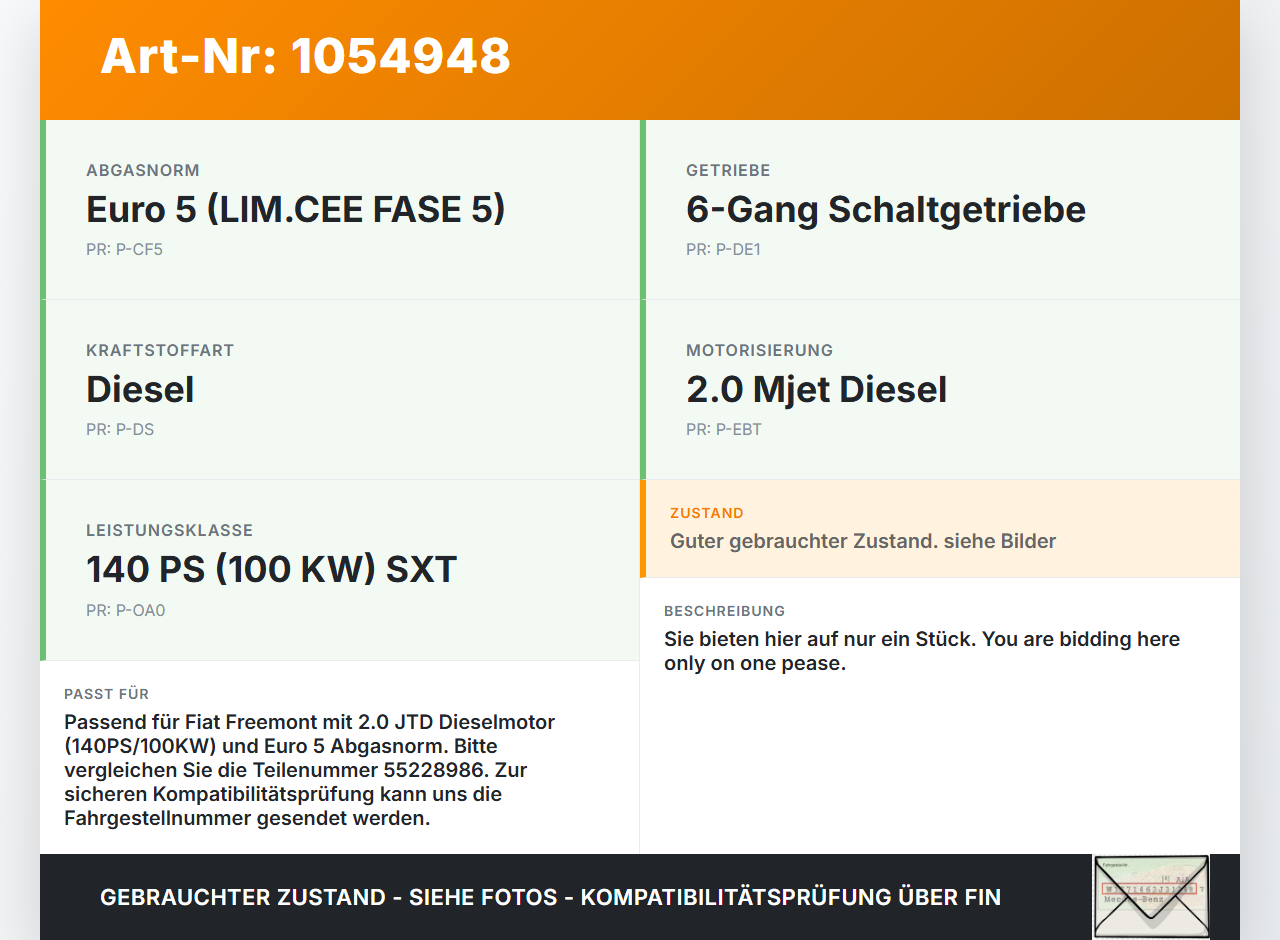Fiat Freemont 11-16 JTD 2,0 100KW Magnetventil 1 Fiat Freemont 11-16 17.02.2011 55228986 7.03003.00 12T263 gebraucht Vorschau 3