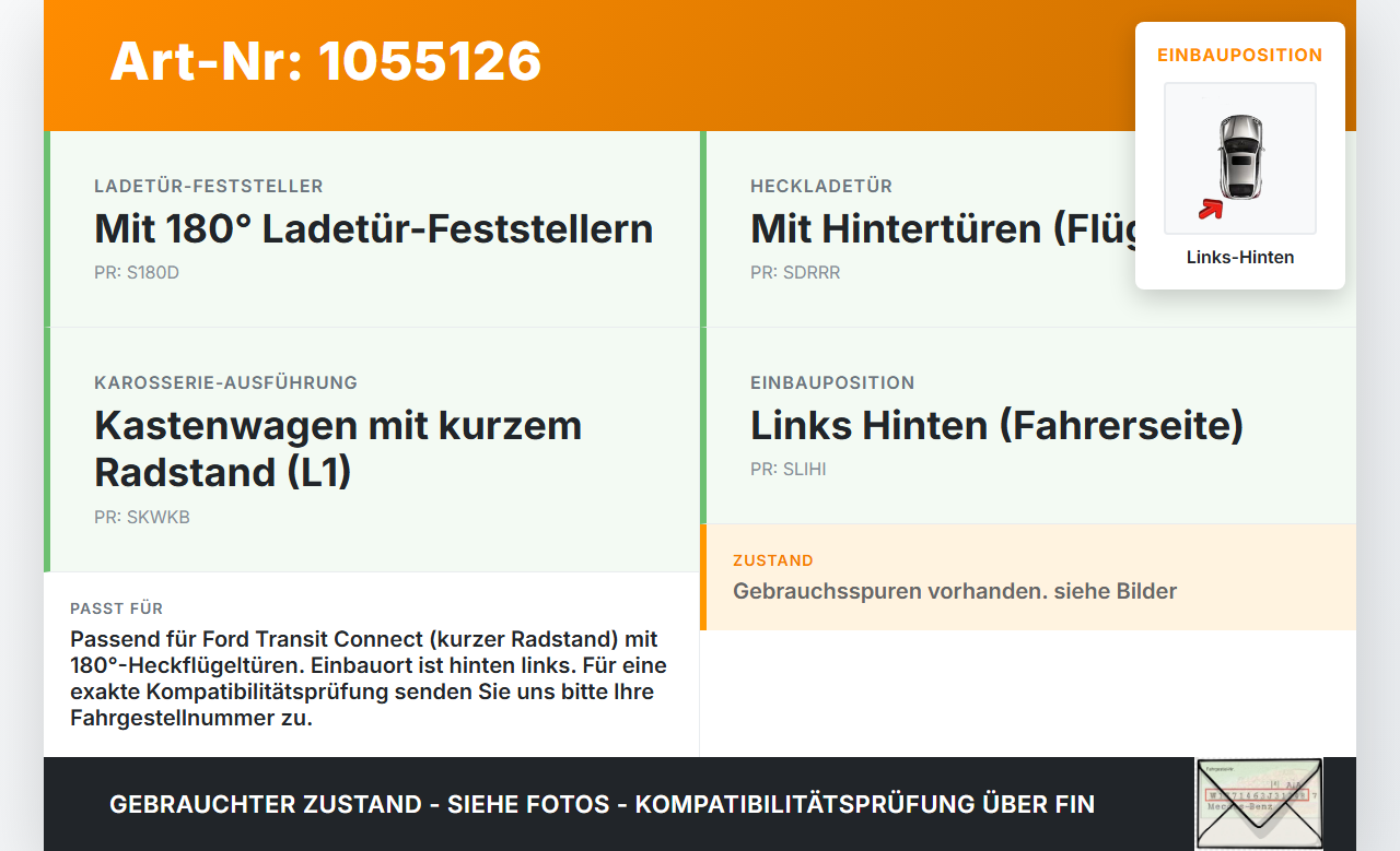 Ford Transit Connect 13-18 Lang Türfangband Türbremse Türanschlag Links Hinten Ford Transit Connect 13-18... Vorschau 3