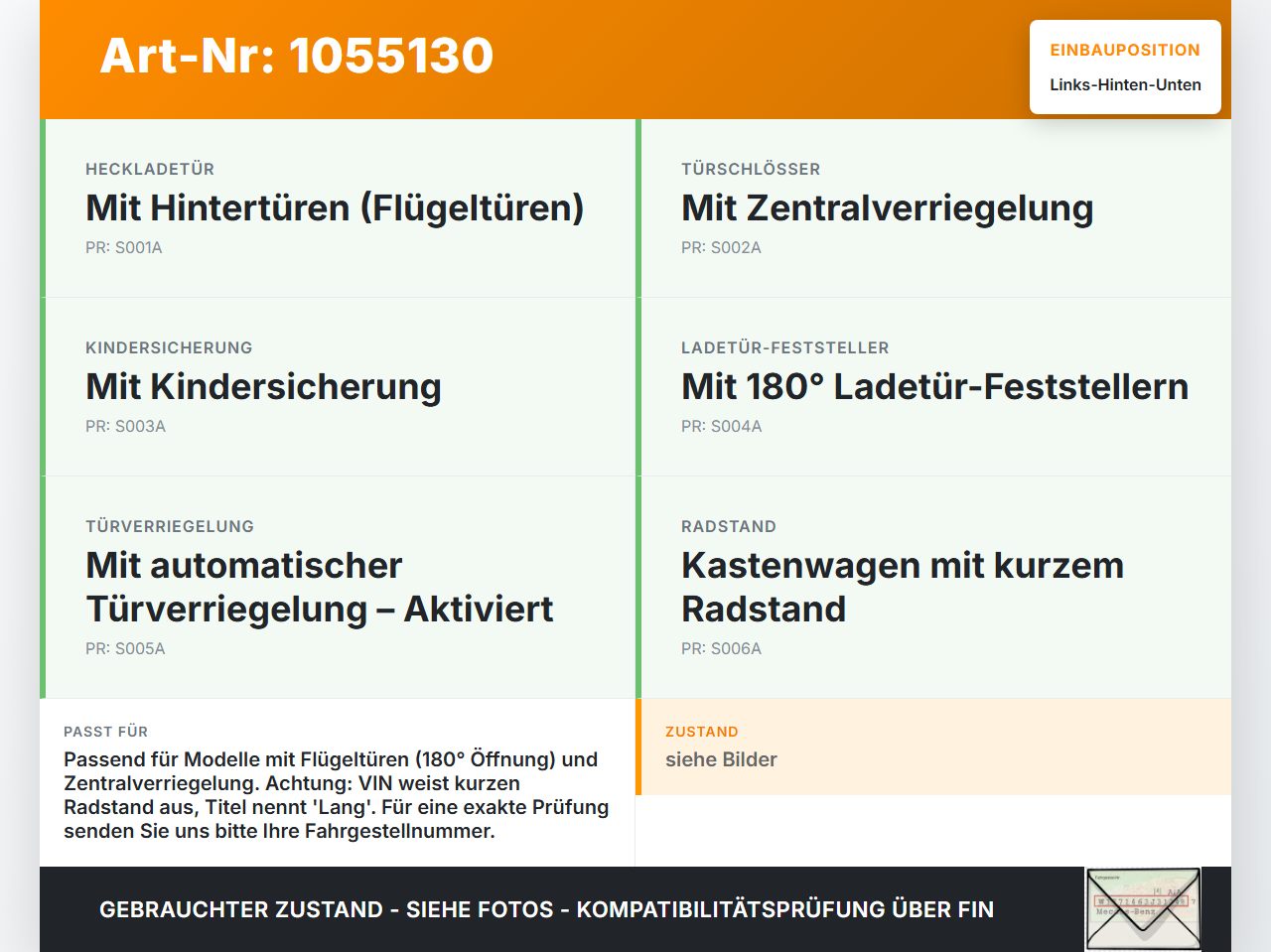 Ford Transit Connect 13-18 Lang Türschloss Links Hinten für Flügeltür Unten Ford Transit Connect 13-18 20.06.2017... Vorschau 3