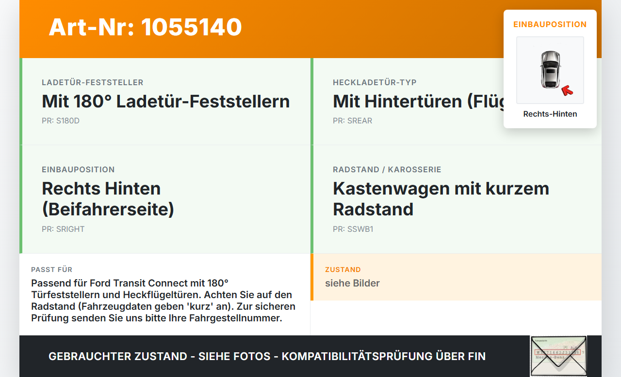 Ford Transit Connect 13-18 Lang Türfangband Rechts Hinten Ford Transit Connect 13-18 20.06.2017 gebraucht Vorschau 3