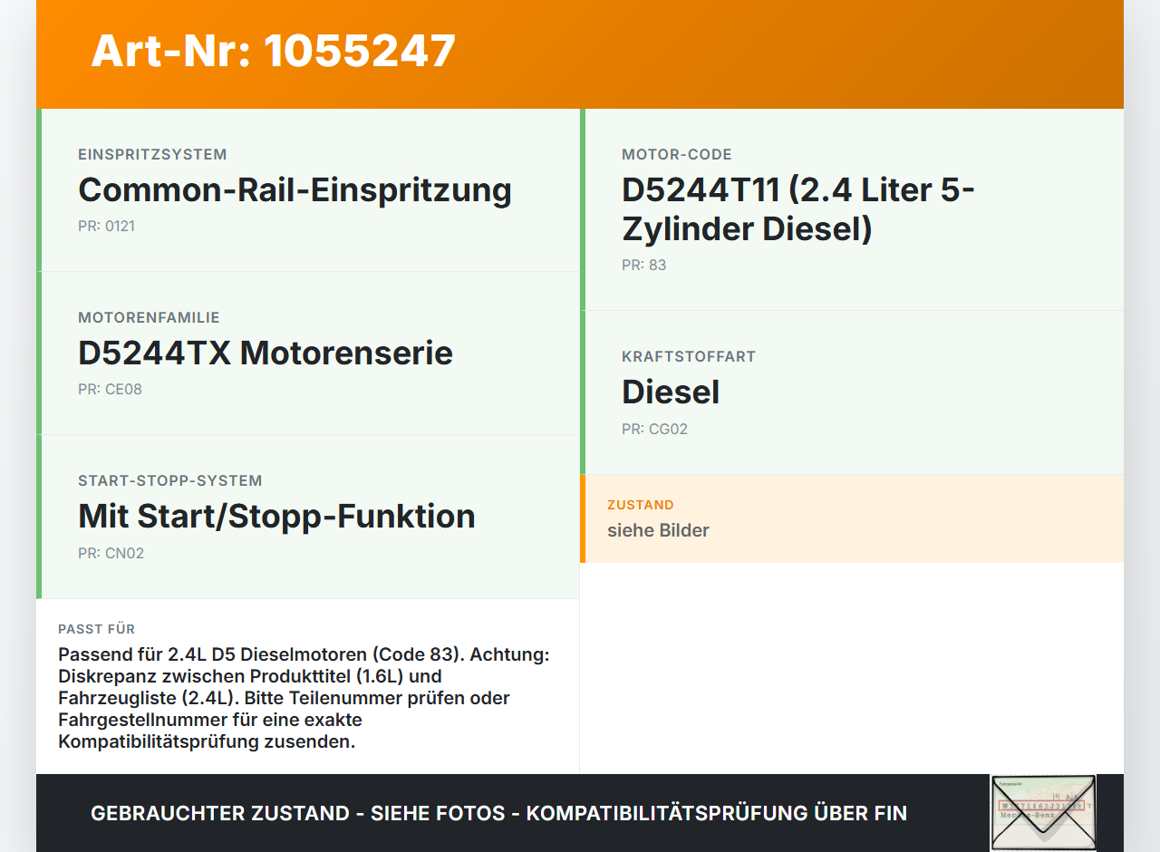 Volvo V60 I 155 10-13 1,6 84KW Hochdruck Drucksensor Raildrucksensor Volvo V60 I 155 10-13 29.09.2014 0281002863... Vorschau 3