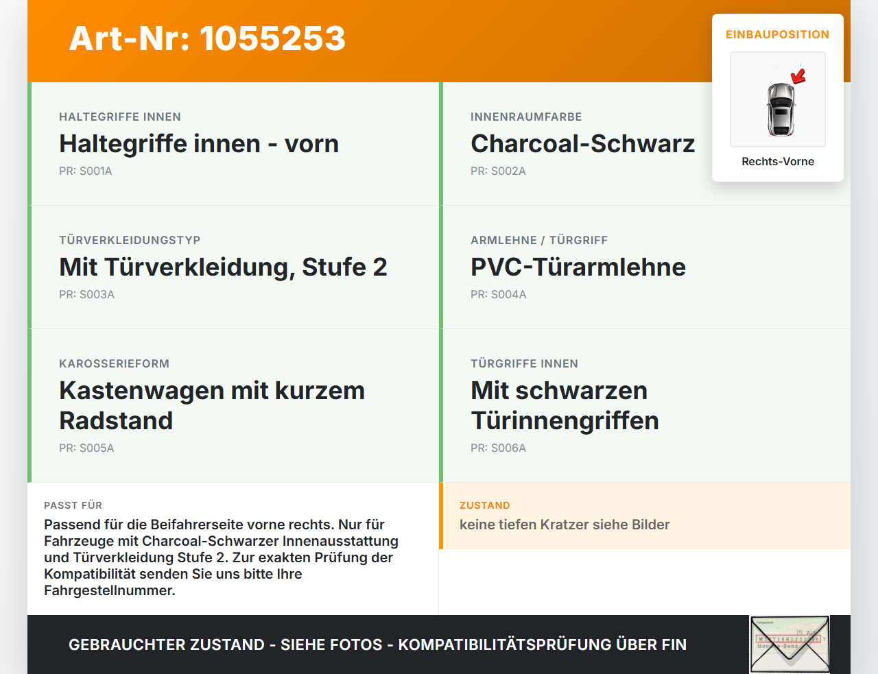 Ford Transit Connect 13-18 Lang Handgriff Haltegriff Rechts Vorne für Türverkleidung Ford Transit Connect 13-18... Vorschau 3
