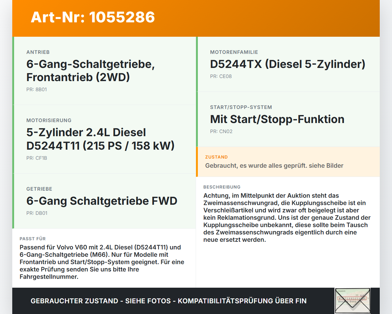 Volvo V60 I 155 10-13 1,6 84KW D5244T11 Zweimassenschwungrad Schwungrad Volvo V60 I 155 10-13 29.09.2014 30735828... Vorschau 3