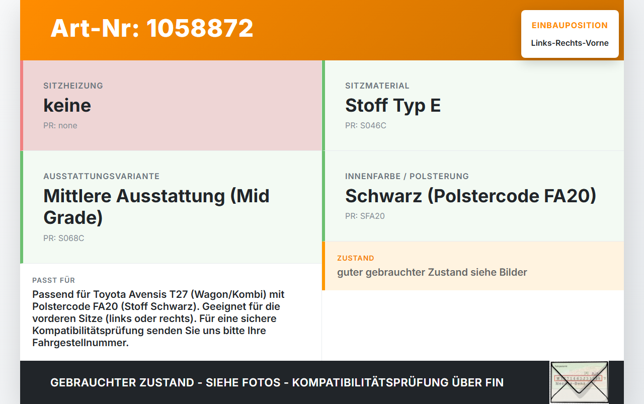 Toyota Avensis T27 08-11 Kopfstütze für Fahrer Sitz Rechts oder Links Vorne Toyota Avensis T27 08-11 07.09.2011... Vorschau 3