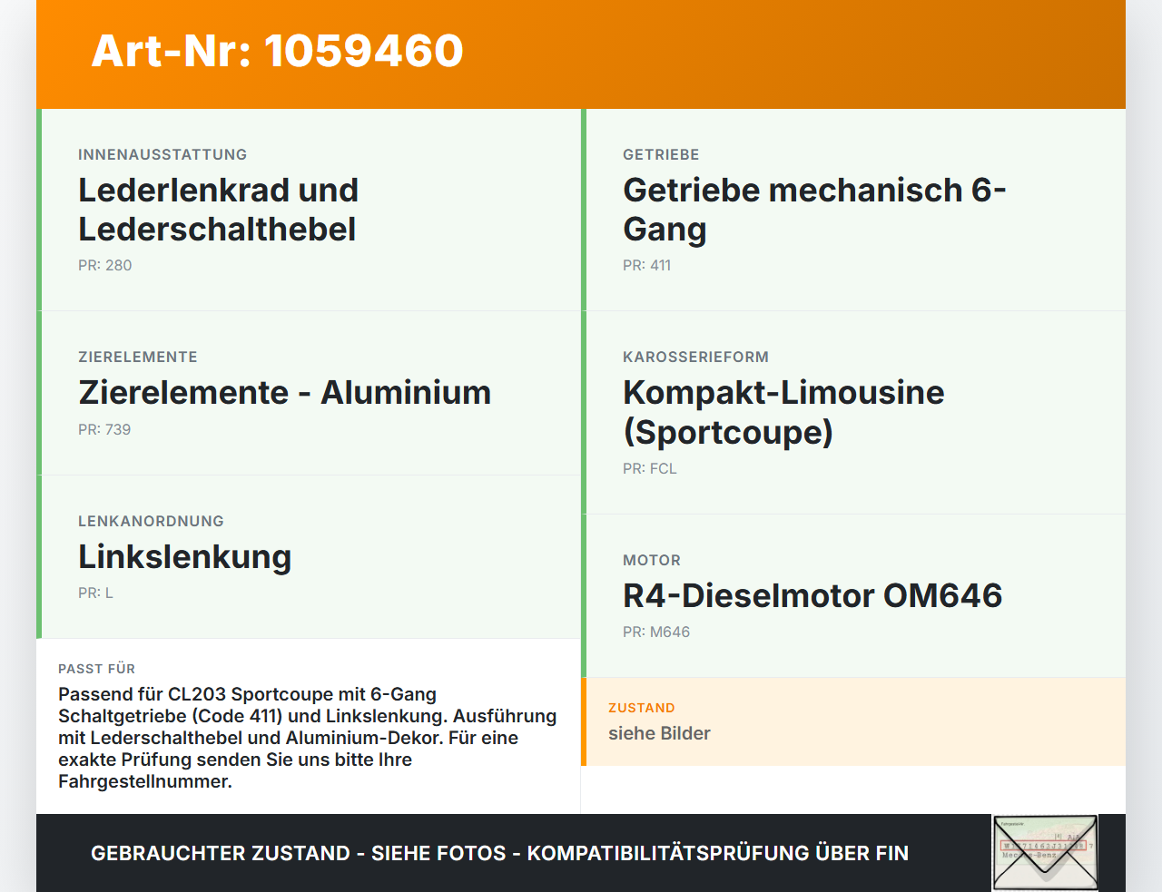 Mercedes CL203 C220 04-08 CDI 2,1 110KW Schaltkulisse Schalthebel Mercedes CL203 C220 04-08 04.07.2006 A2032676324... Vorschau 3