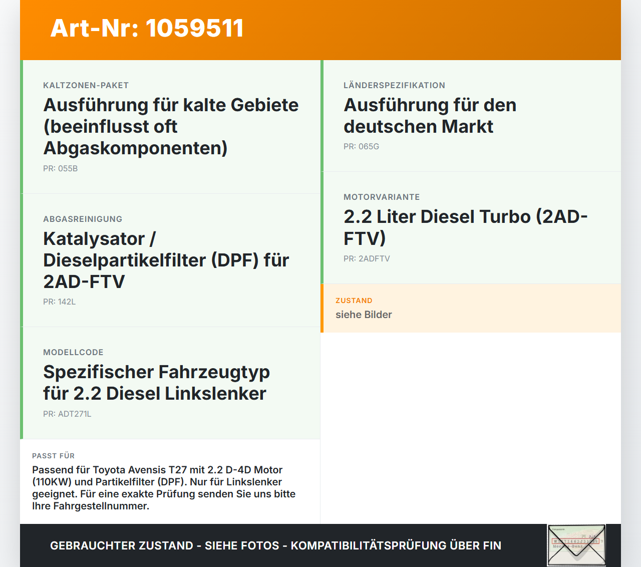 Toyota Avensis T27 08-11 2,2 110KW 2ADFTV Abgaskrümmer Toyota Avensis T27 08-11 07.09.2011 171410R010 gebraucht Vorschau 3
