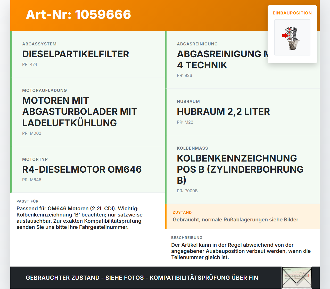 Mercedes CL203 C220 04-08 CDI 2,1 110KW 646963 Kolben mit Pleuel Pos B Mercedes CL203 C220 04-08 04.07.2006... Vorschau 3