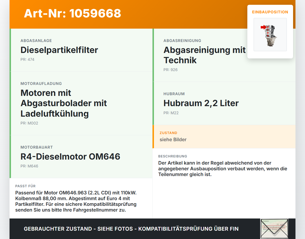 Mercedes CL203 C220 04-08 CDI 2,1 110KW 646963 Kolben mit Pleuel Pos D Mercedes CL203 C220 04-08 04.07.2006... Vorschau 3