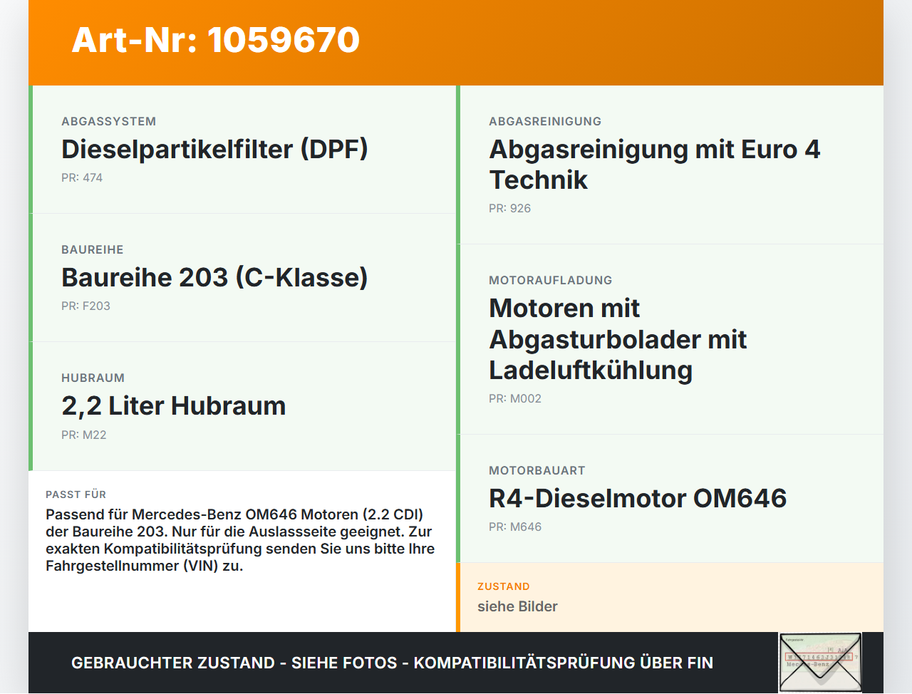 Mercedes CL203 C220 04-08 CDI 2,1 110KW 646963 Nockenwelle Auslass Mercedes CL203 C220 04-08 04.07.2006 A6110500101... Vorschau 3