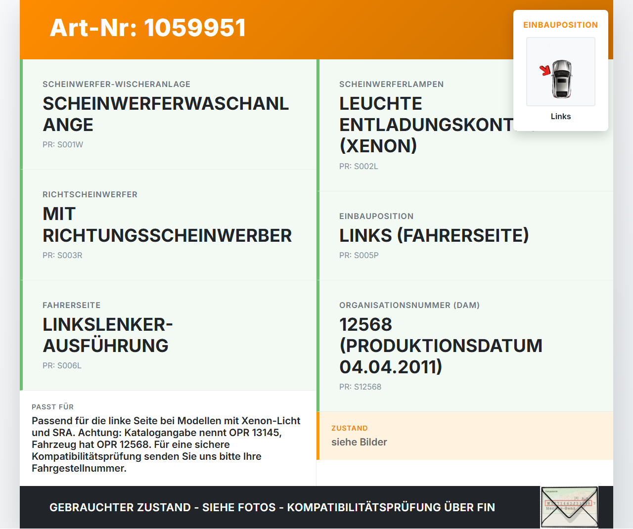 Citroen DS4 NX 11-15 Waschdüse Hubzylinder SRA für Scheinwerfer Links Citroen DS4 NX 11-15 20.05.2011 6438EK gebraucht Vorschau 3