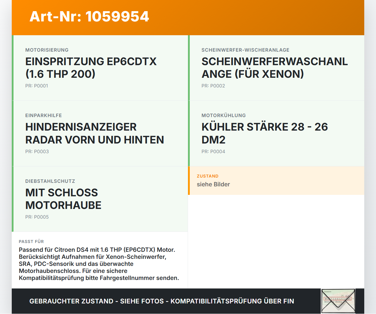 Citroen DS4 NX 11-15 1,6 115KW Schlossträger Frontmaske Träger Citroen DS4 NX 11-15 20.05.2011 7104RR gebraucht Vorschau 3