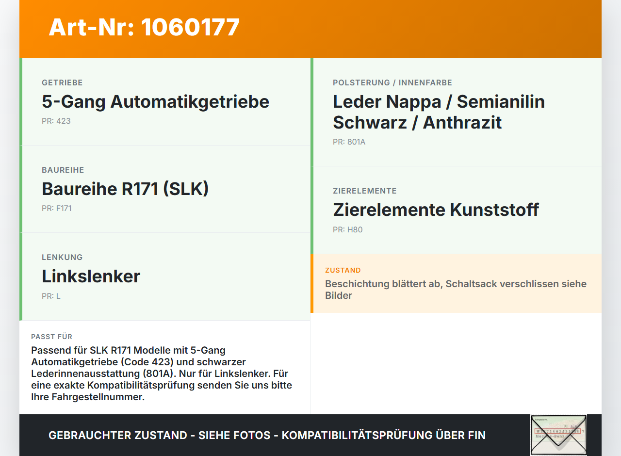 Mercedes SLK R171 04-08 Autom Schaltsack Schaltmanschette vom Schaltknauf Mercedes SLK R171 04-08 23.11.2006... Vorschau 3