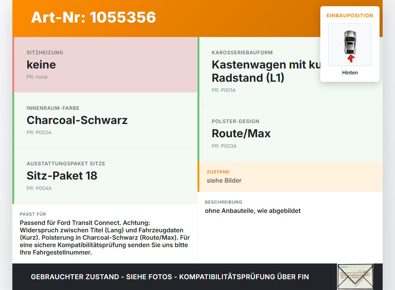 Ford Transit Connect 13-18 Lang Sitz Rücksitzbank Hinten Ford Transit Connect 13-18 20.06.2017 - gebraucht Vorschau 3