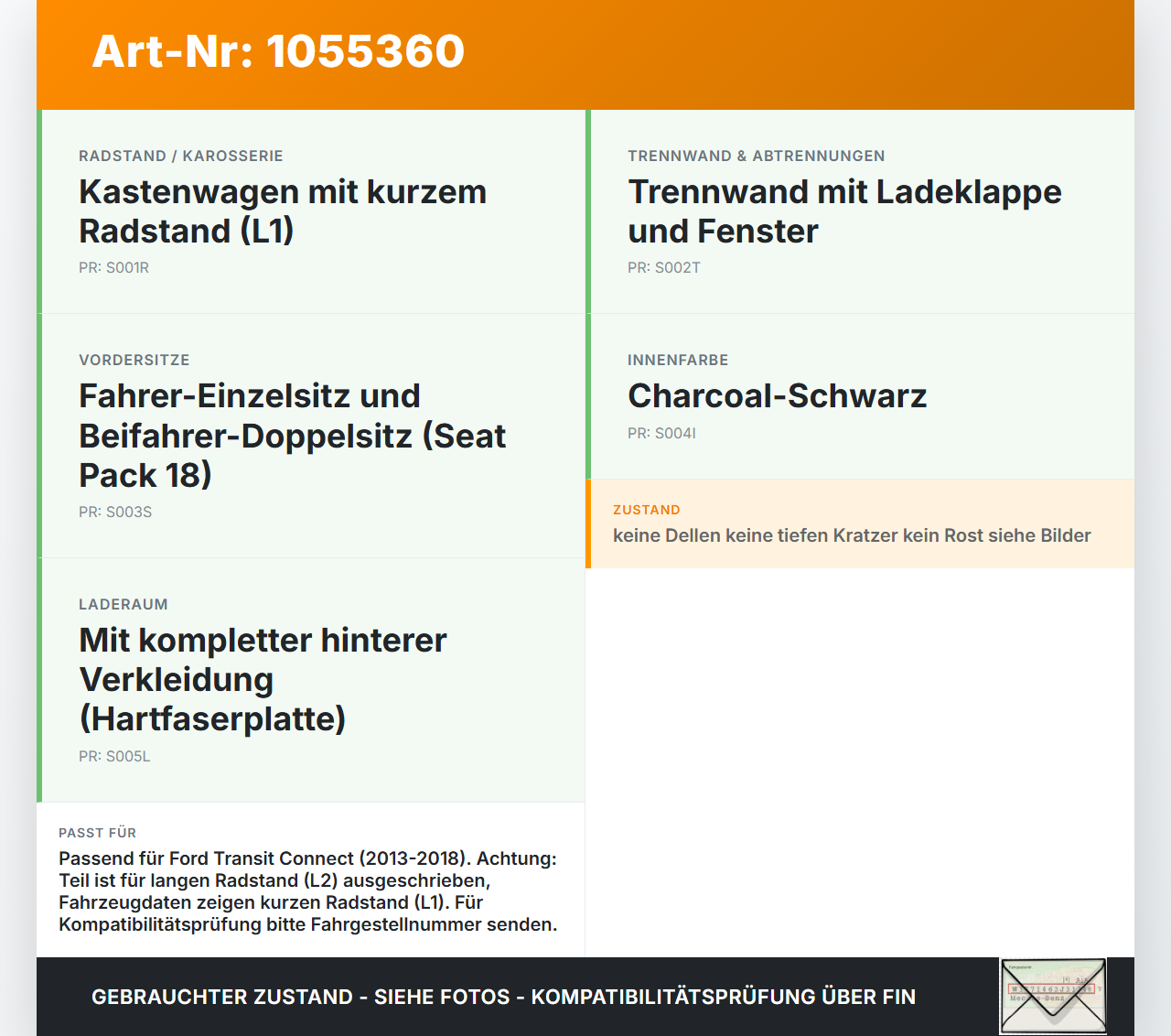 Ford Transit Connect 13-18 Lang Trennwand Gitter mit Fenster inkl. Schrauben Ford Transit Connect 13-18 20.06.2017... Vorschau 3