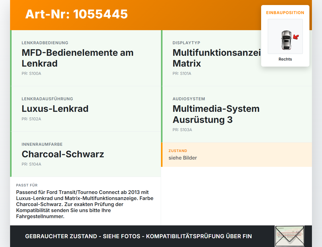 Ford Transit Connect 13-18 Lenkradschalter Multifunktionstasten Schalter für Lenkrad Rechts Ford Transit Connect... Vorschau 3