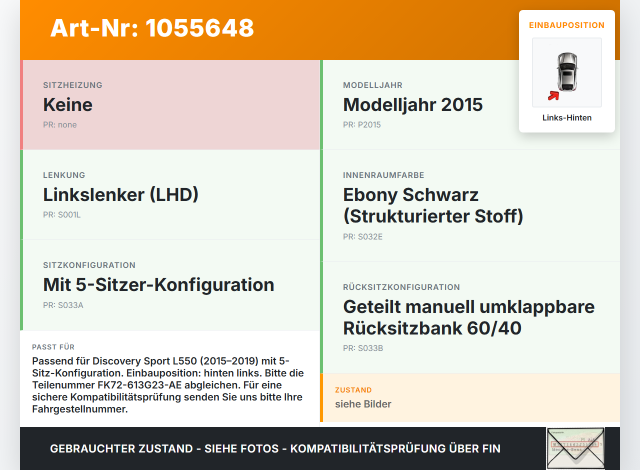 Discovery Sport L550 15-19 Elektrische Stellmotor für Sitz Links Hinten Discovery Sport L550 15-19 12.03.2015... Vorschau 3