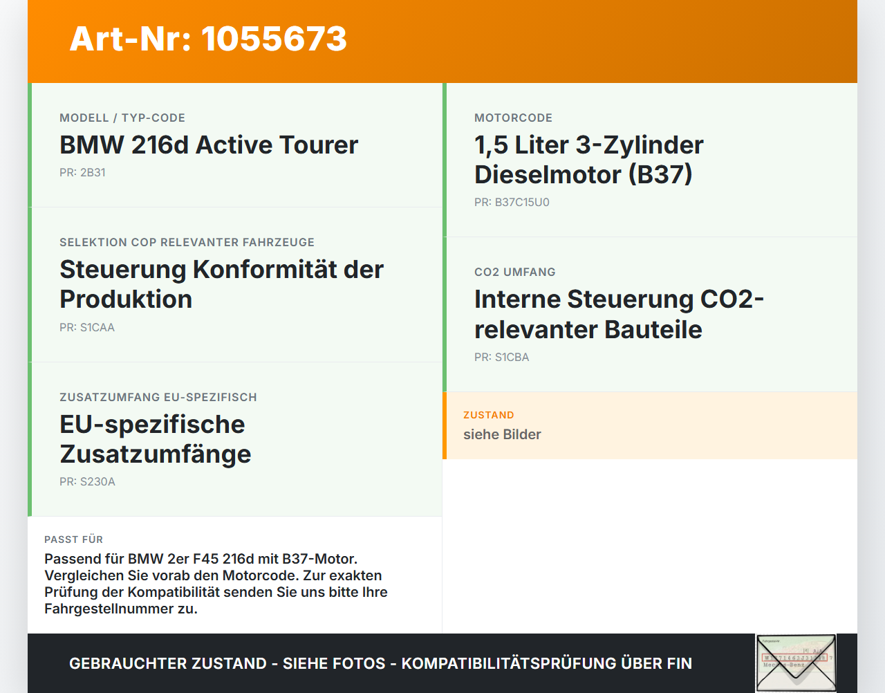 BMW F45 14-18 1,5 85KW Hochdruck Leitung Kraftstoffleitung BMW F45 14-18 22.11.2017 8579241 13538579241 gebraucht Vorschau 3