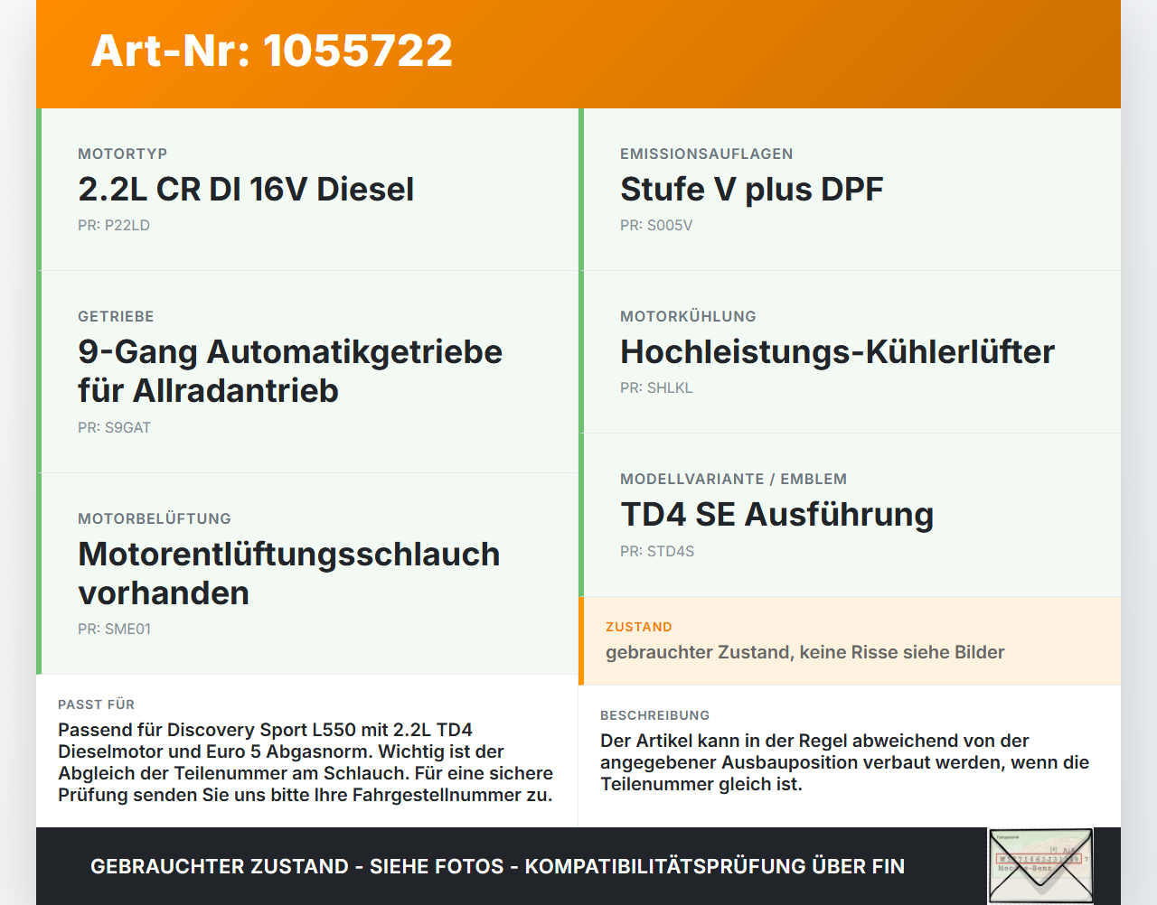 Discovery Sport L550 15-19 2,2D 110KW Ansaugrohr Ladeluftschlauch Luftschlauch Pos.1 Discovery Sport L550 15-19... Vorschau 3