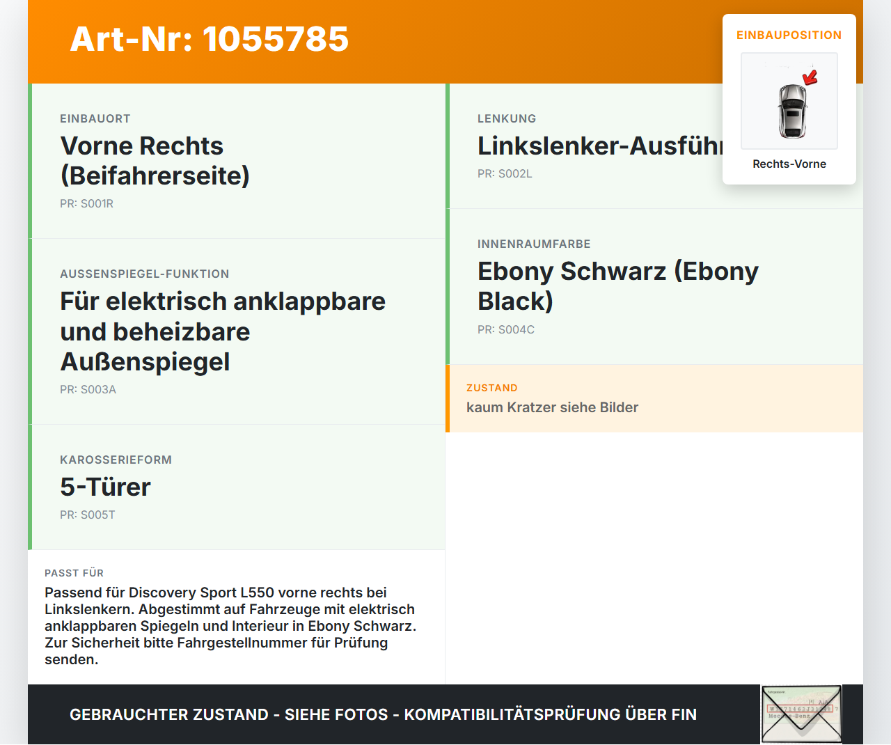 Discovery Sport L550 15-19 Fensterheberschalter Schalter Rechts Vorne Discovery Sport L550 15-19 12.03.2015 gebraucht Vorschau 3