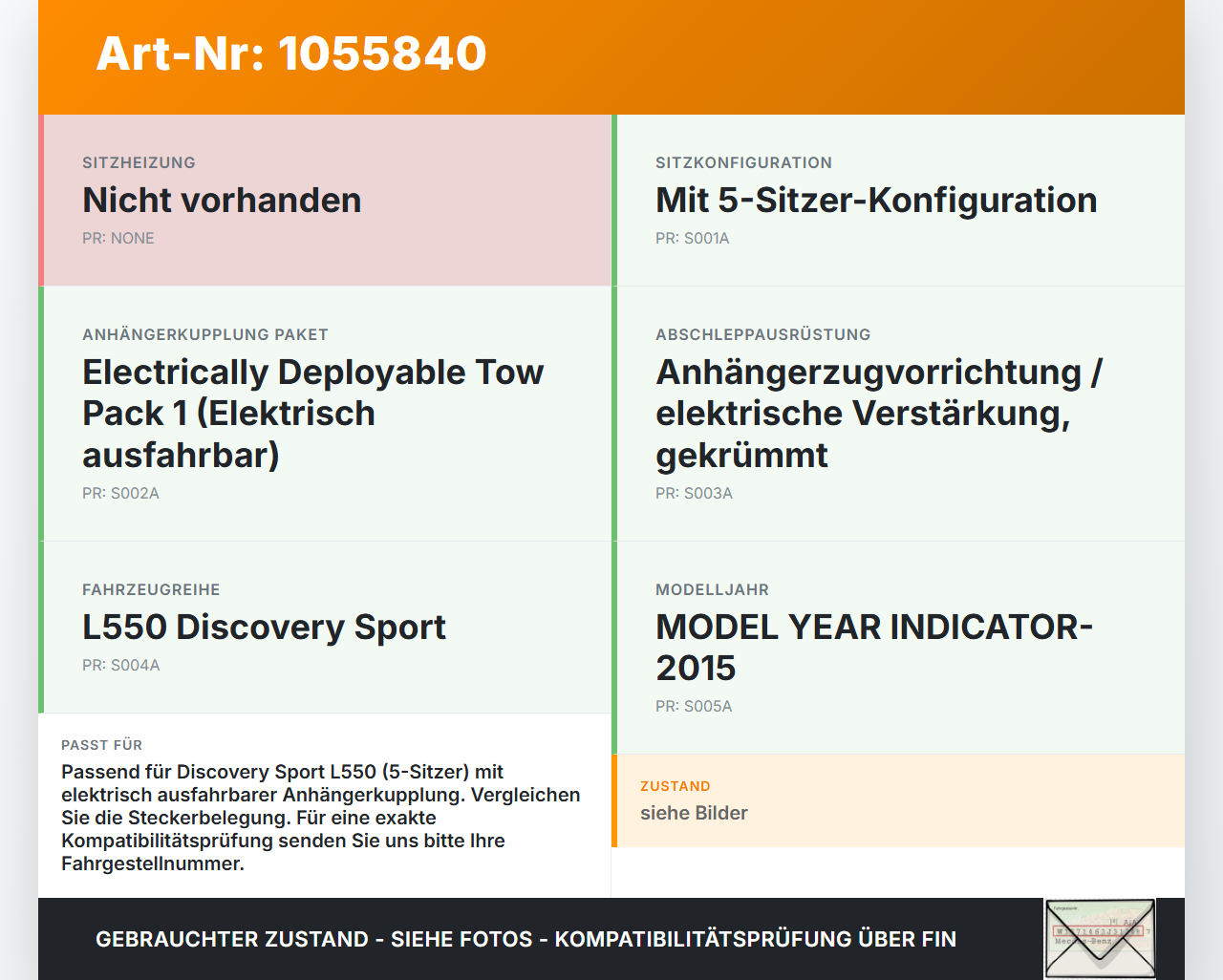 Discovery Sport L550 15-19 Steuergerät Anhängerkupplung AHK Modul 5-Sitzer Discovery Sport L550 15-19 12.03.2015... Vorschau 3