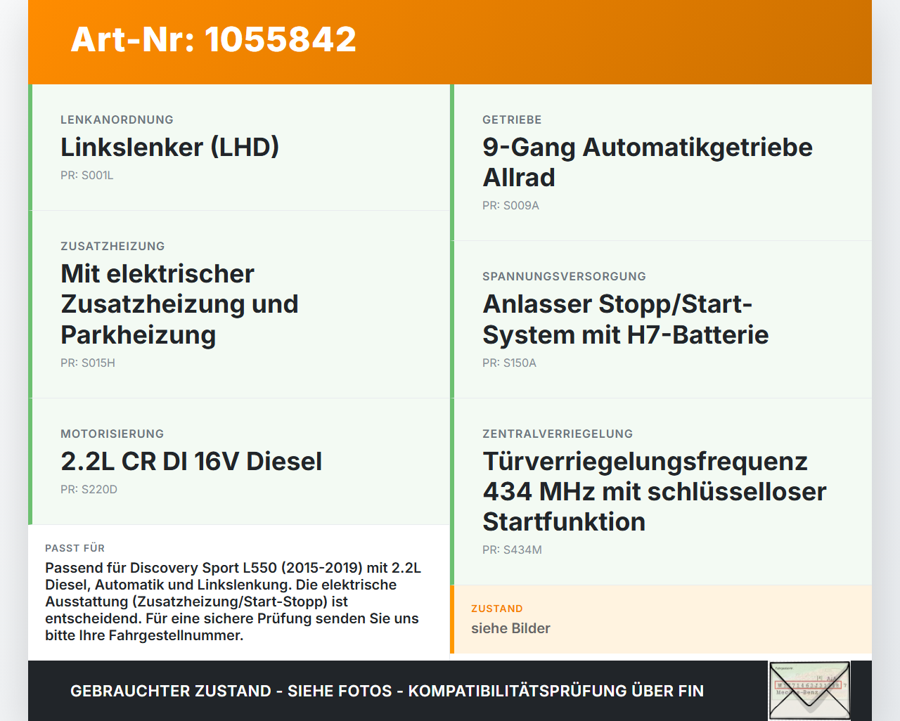 Discovery Sport L550 15-19 2,2D 110KW Sicherungskasten Zentralelektrik Discovery Sport L550 15-19 12.03.2015... Vorschau 3