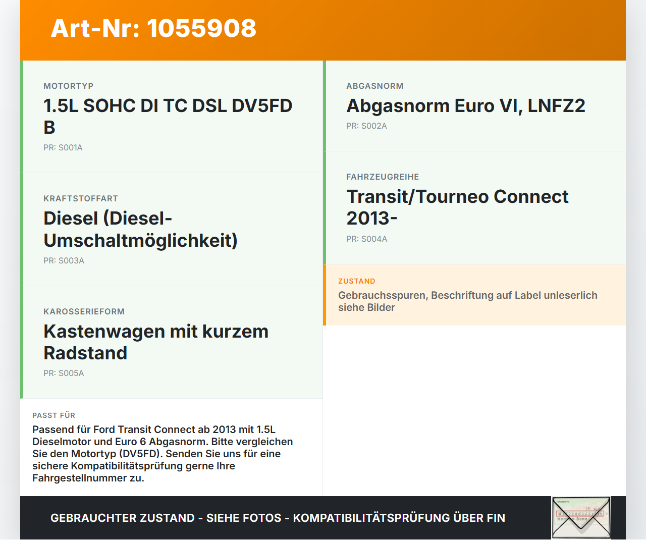 Ford Transit Connect 13-18 1,5 75KW Tankentlüftungsventil Ventil Ford Transit Connect 13-18 20.06.2017 gebraucht Vorschau 3