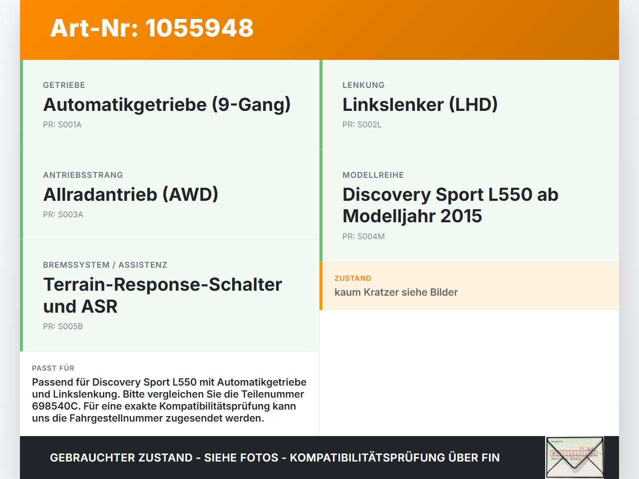 Discovery Sport L550 15-19 Bremse Bremspedal Pedal Discovery Sport L550 15-19 12.03.2015 698540C gebraucht Vorschau 3