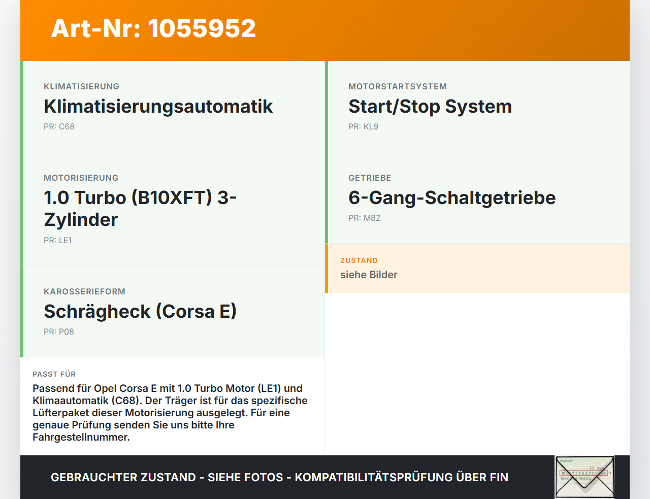 Opel Corsa E X15 14-19 Frontträger Träger für Lüfterpaket Opel Corsa E X15 14-19 25.02.2015 gebraucht Vorschau 3