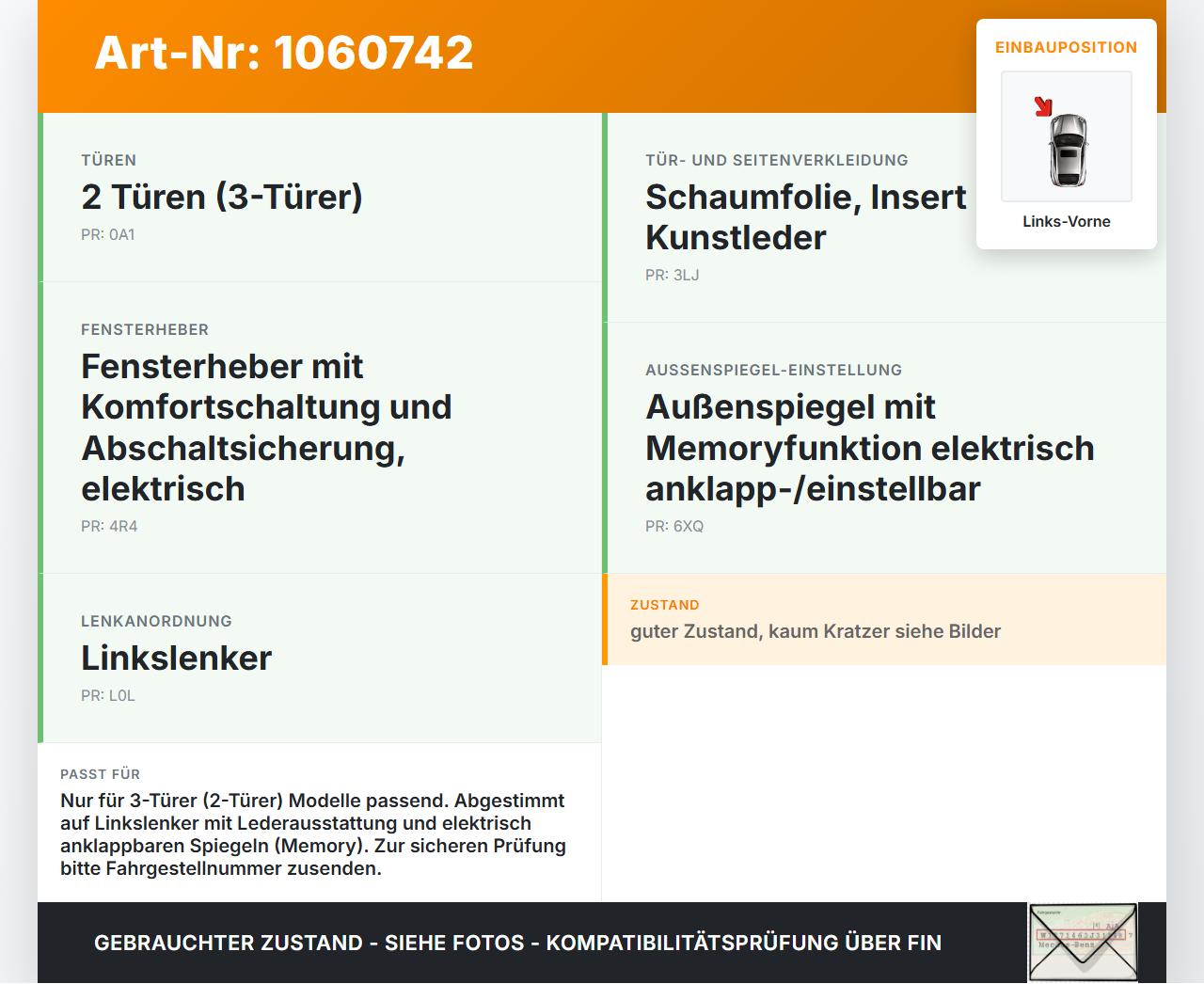 VW Golf 7 VII 5G 12-17 3T Türverkleidung Türpappe Links Vorne Titanschwarz BNG VW Golf 7 VII 5G 12-17 22.11.2013... Vorschau 3