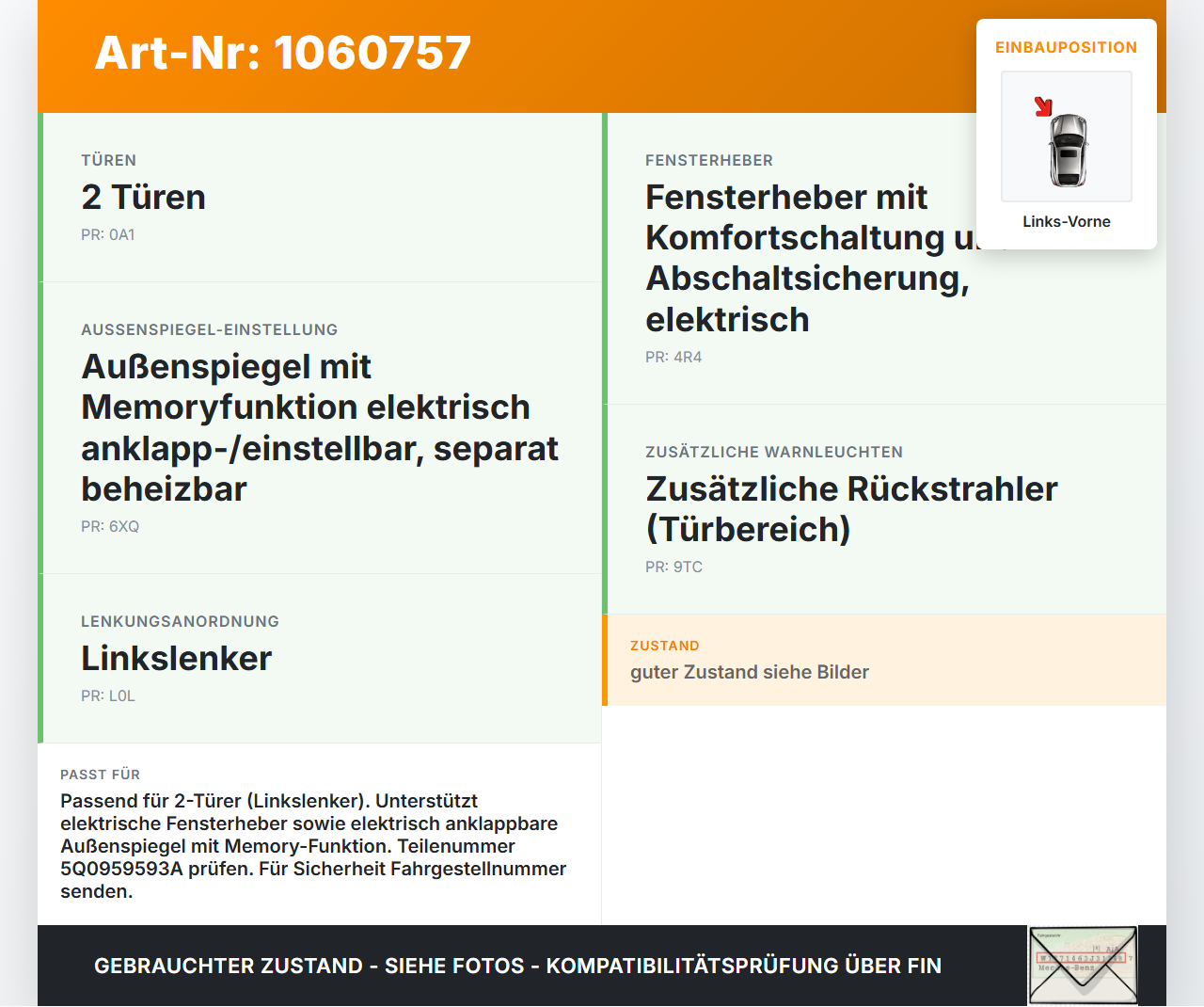 VW Golf 7 VII 5G 12-17 Steuergerät ECU Modul Türsteuergerät Links Vorne VW Golf 7 VII 5G 12-17 22.11.2013... Vorschau 3
