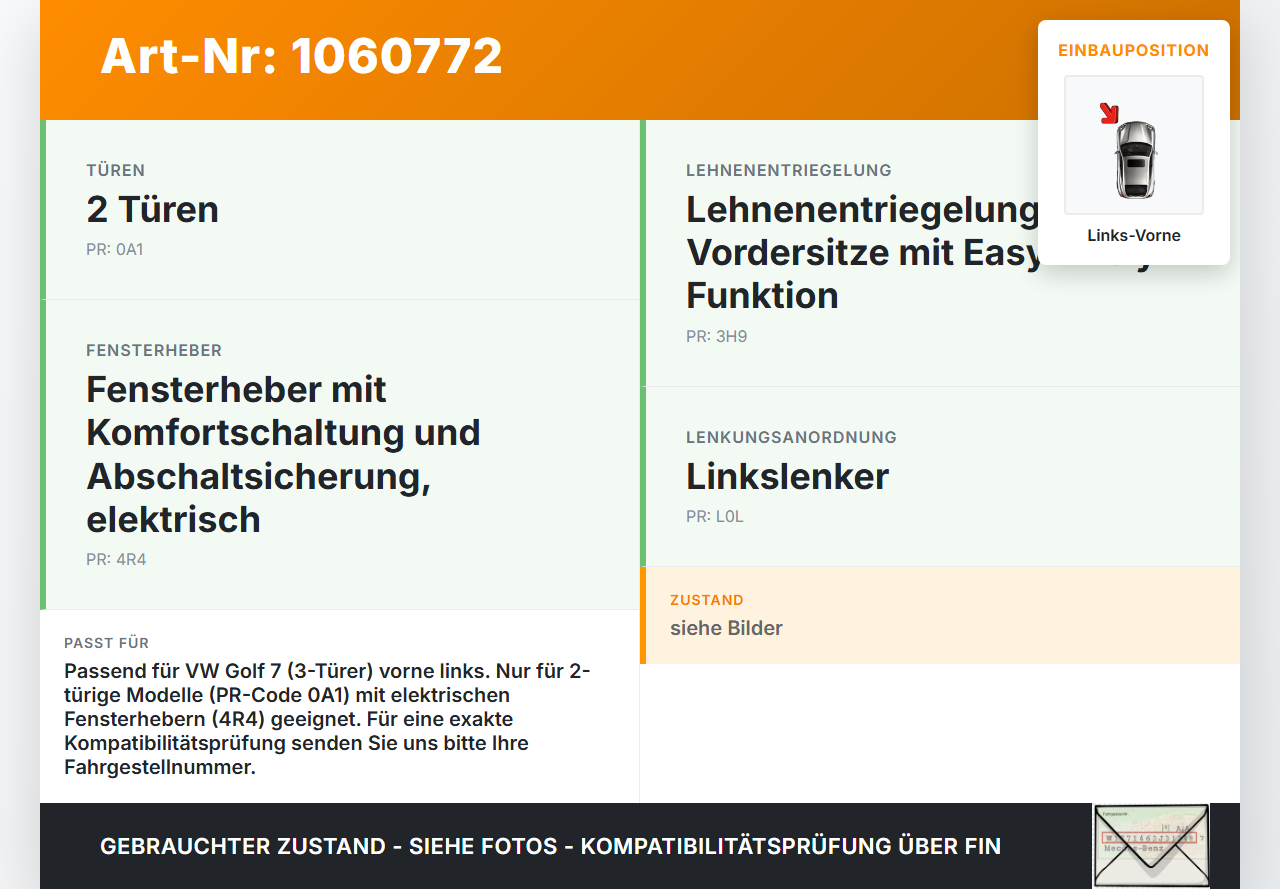 VW Golf 7 VII 5G 12-17 3T Fensterheber o. FH-Motor Links Vorne VW Golf 7 VII 5G 12-17 22.11.2013 5G3837461H... Vorschau 3