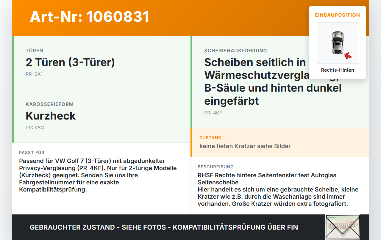 VW Golf 7 VII 5G 12-17 3T Seitenscheibe Feste Scheibe Rechts Hinten VW Golf 7 VII 5G 12-17 22.11.2013 5G3845042D... Vorschau 3