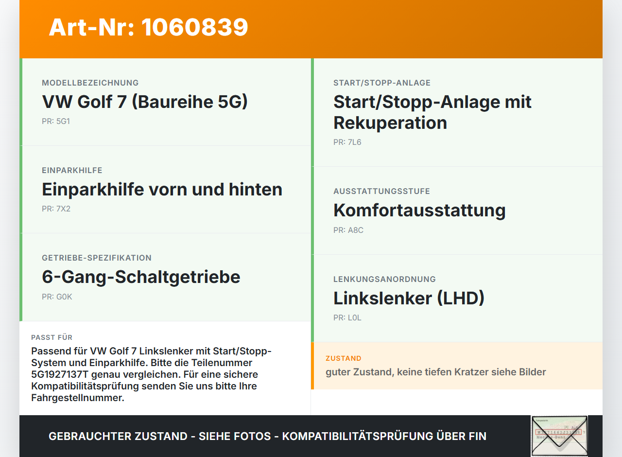 VW Golf 7 VII 5G 12-17 Schaltern Taster ECO Start VW Golf 7 VII 5G 12-17 22.11.2013 5G1927137T 10097403 gebraucht Vorschau 3
