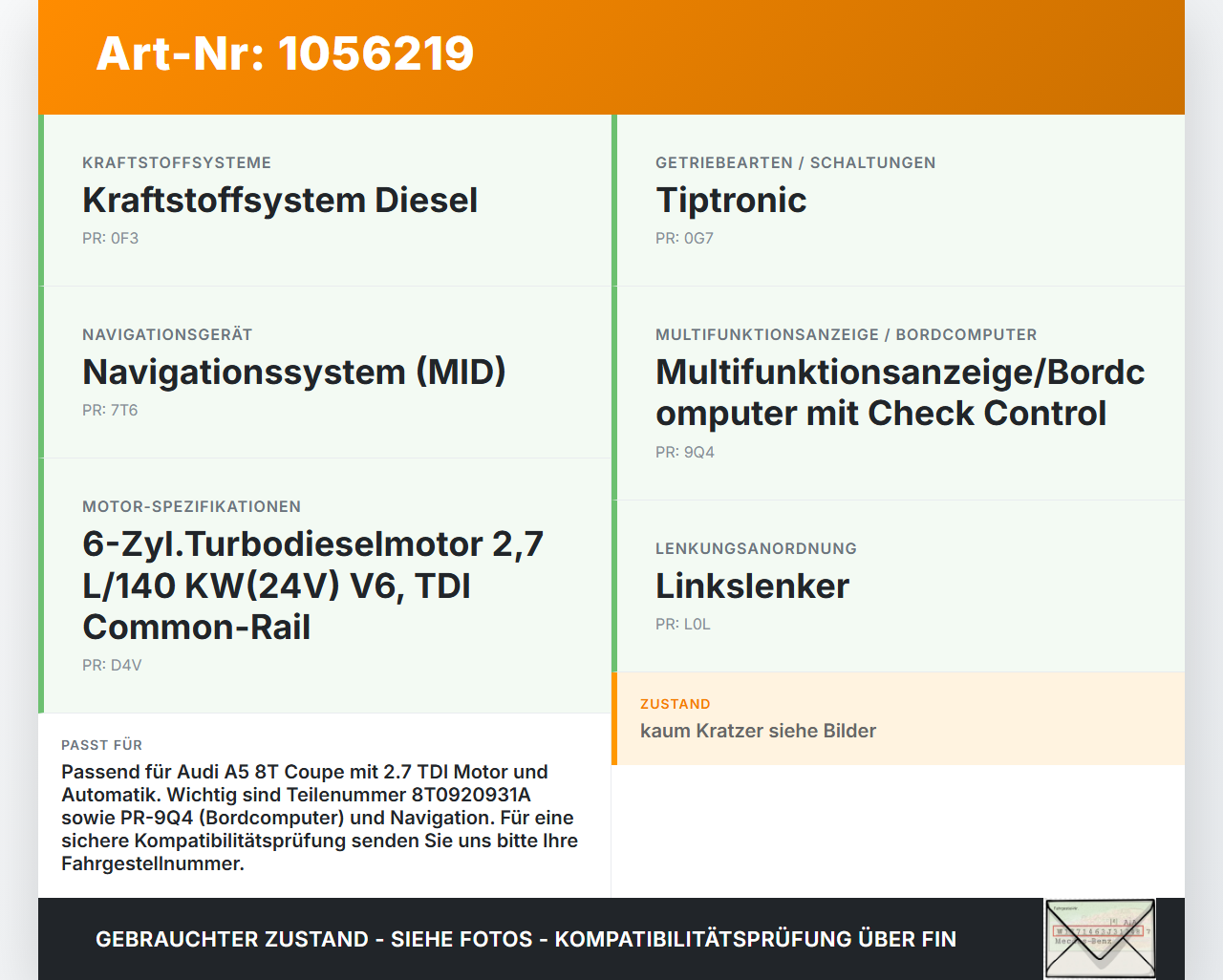Audi A5 8T 07-12 TDI 2,7 140KW Kombiinstrument Tacho Audi A5 8T 07-12 04.12.2008 8T0920931AX 8T0920931A... Vorschau 3