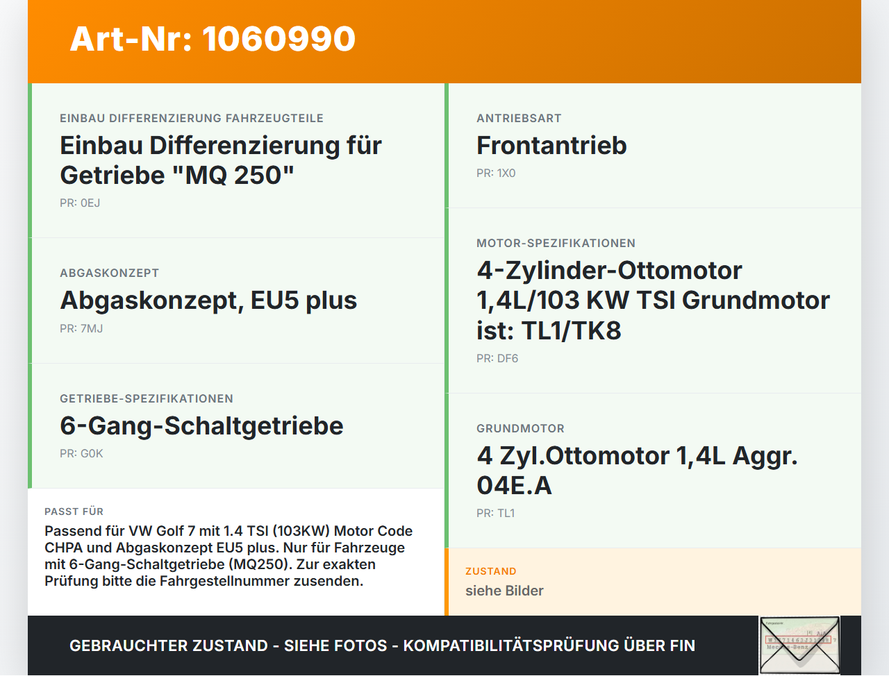 VW Golf 7 VII 5G 12-17 TSI 1,4 103KW Katalysator KAT mit Flexrohr VW Golf 7 VII 5G 12-17 22.11.2013 5Q0131701S... Vorschau 3