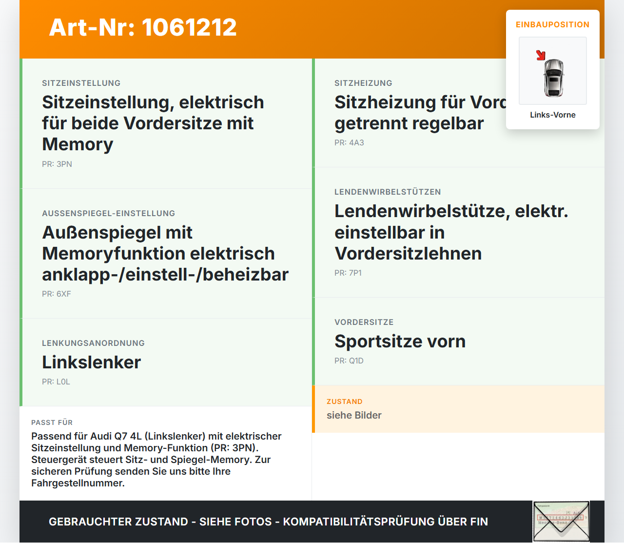 Audi Q7 4L 05-09 Steuergerät SG Sitzsteuergerät Links Vorne Audi Q7 4L 05-09 26.06.2007 4L0959760 4F0910760... Vorschau 3