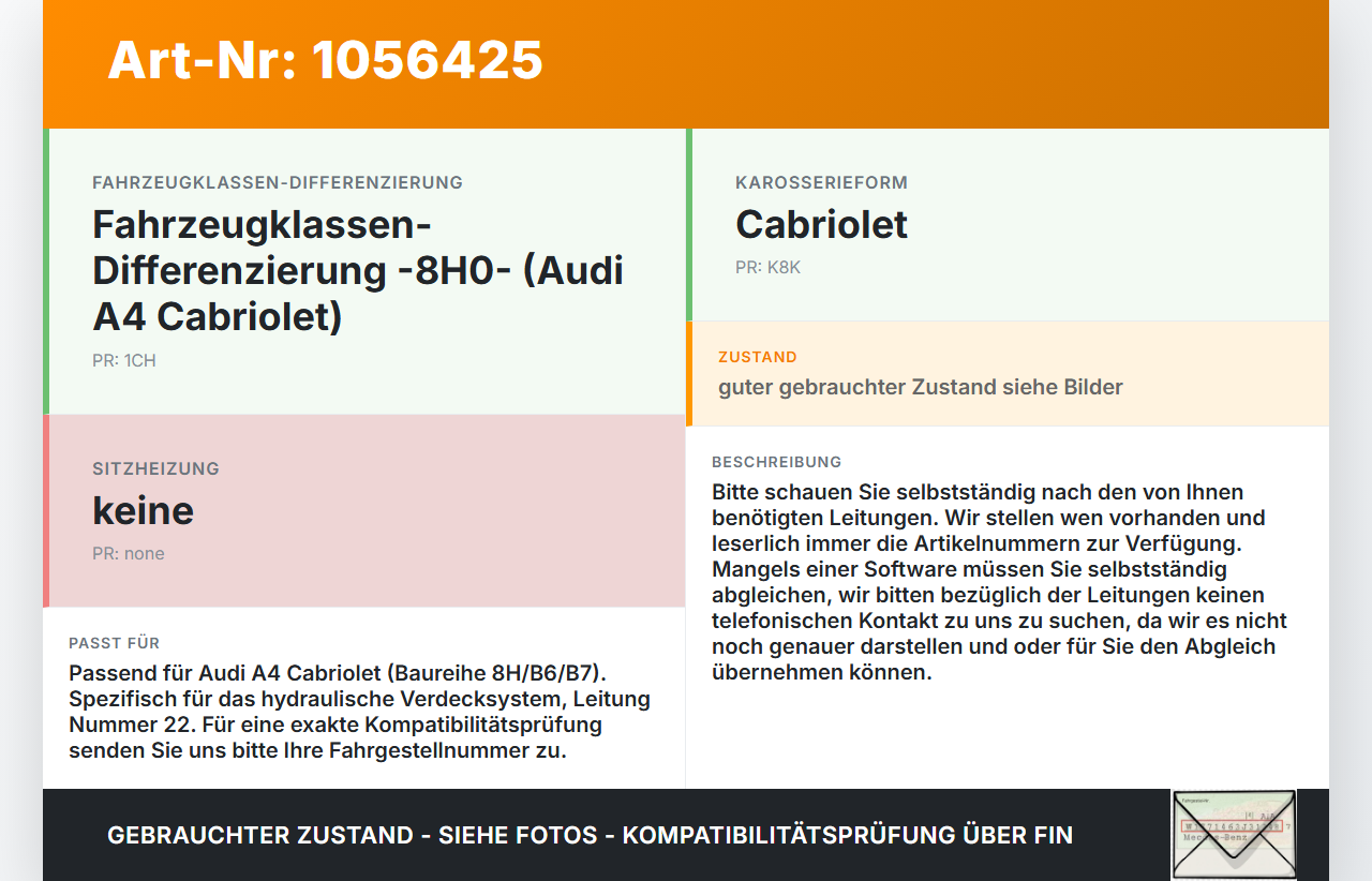 Audi A4 B6 8H 02-05 Cabrio Hydraulik Schlauch Leitung 22 für Verdeck Audi A4 B6 8H 02-05 17.05.2005 gebraucht Vorschau 3
